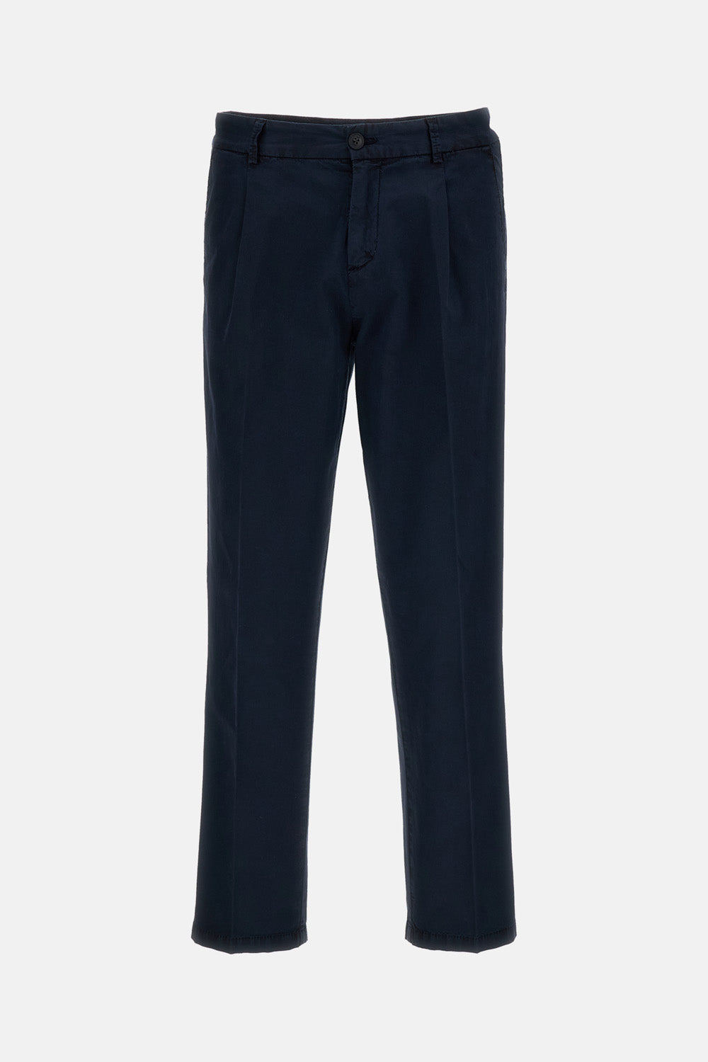 REGULAR FIT HERRINGBONE COTTON TROUSERS