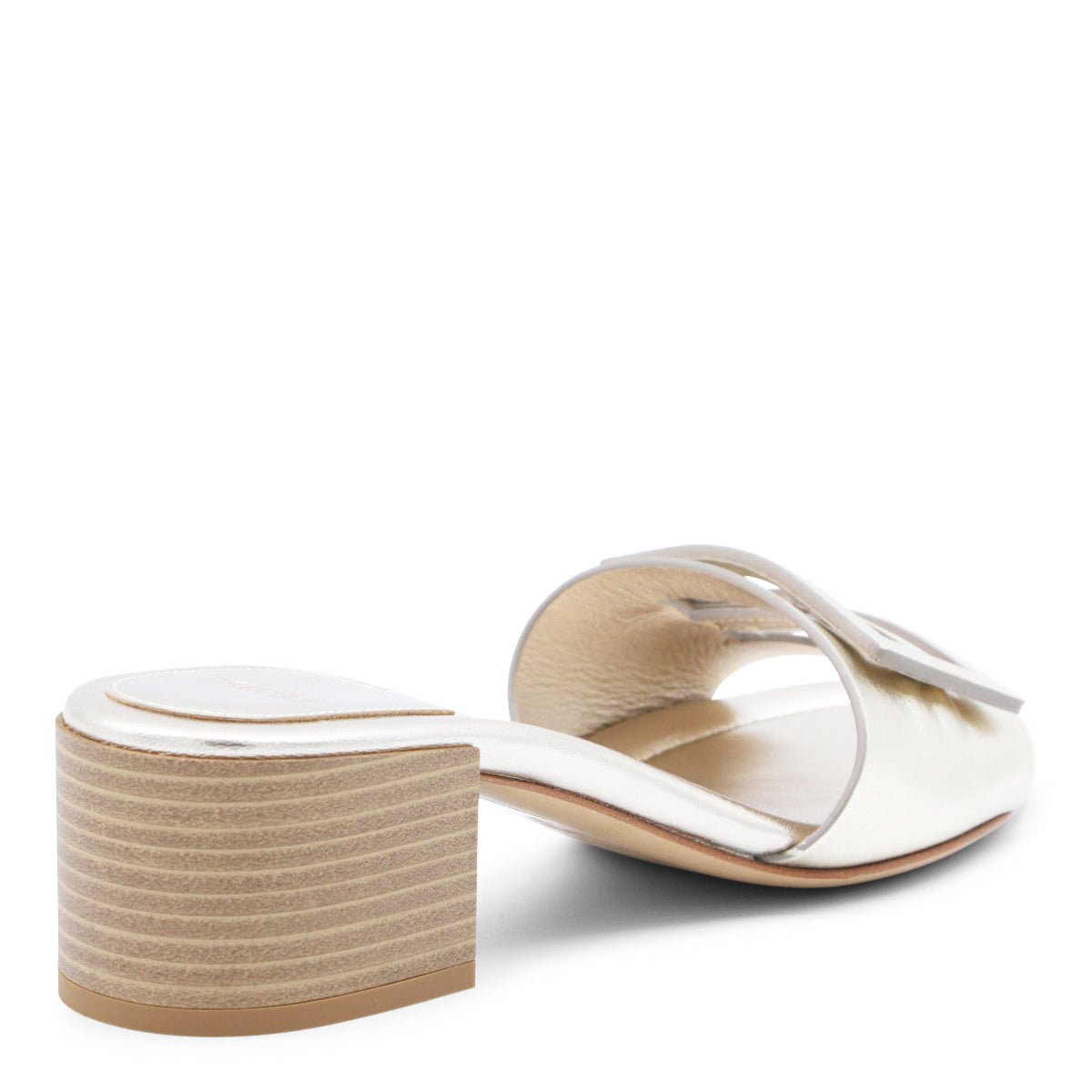 PLATINUM LEATHER BAGUETTE SANDALS