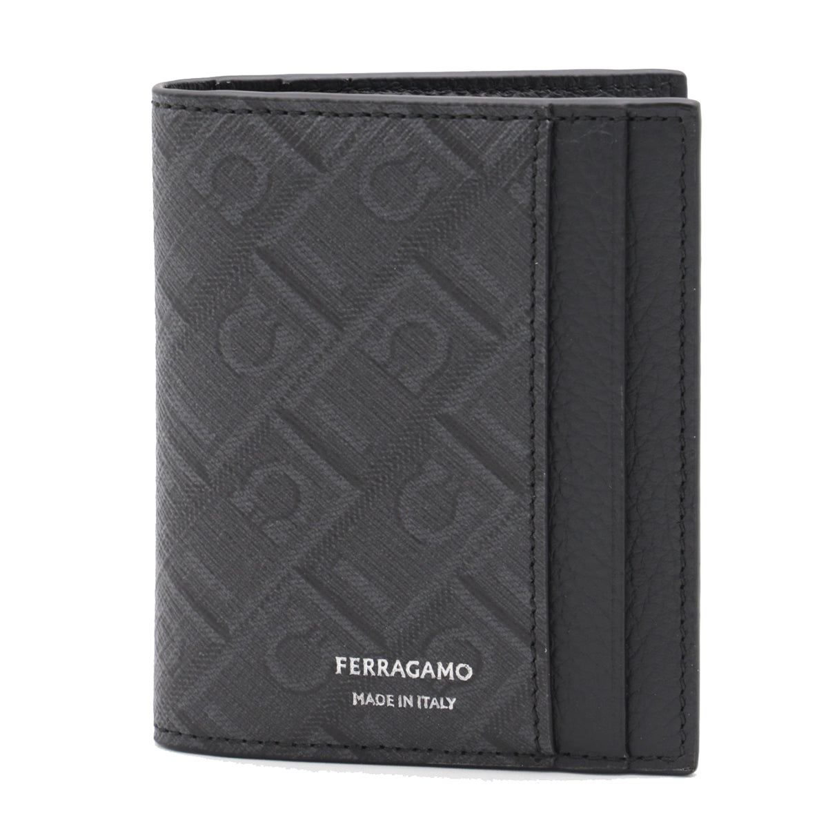 BLACK AND GREY LEATHER CARD HOLDER