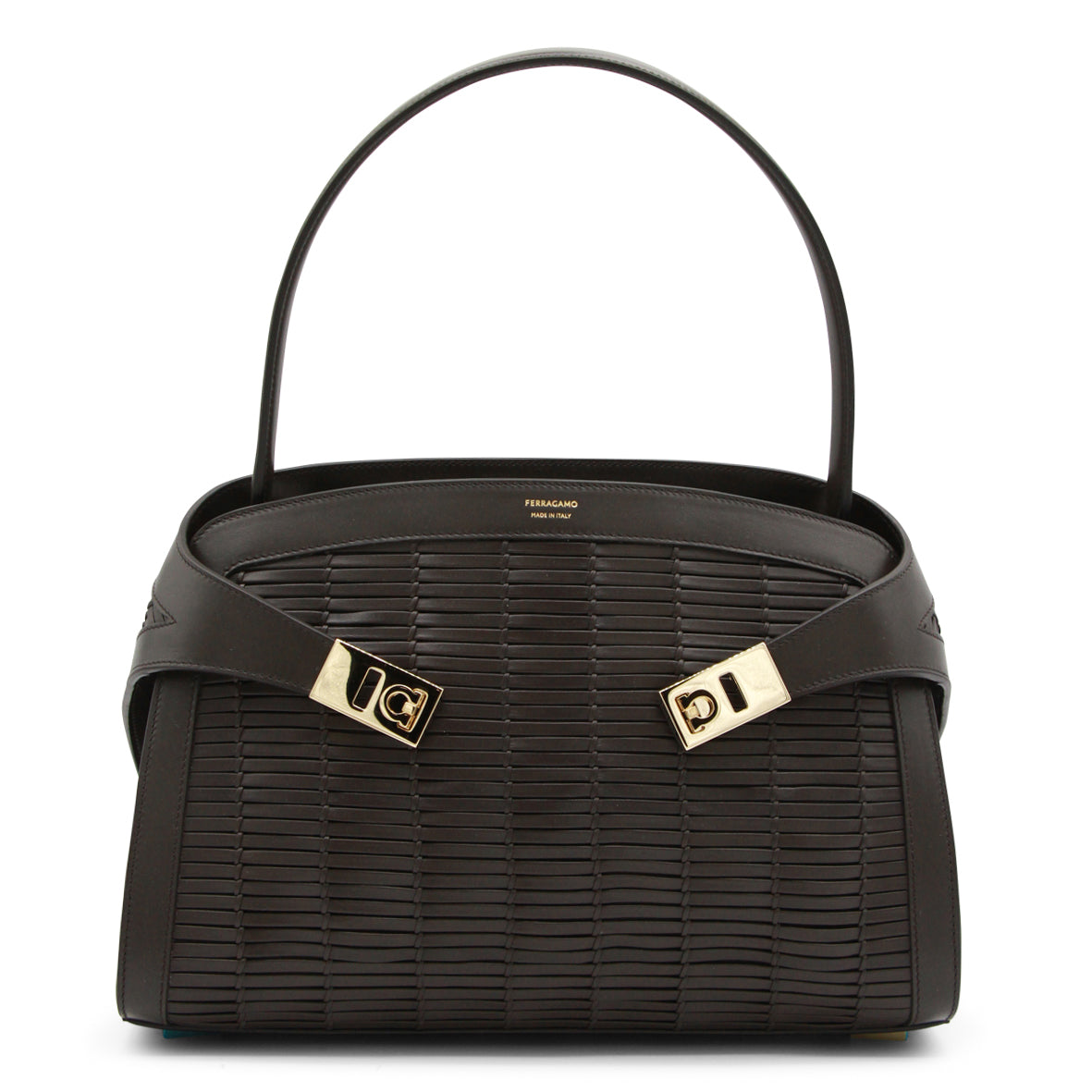 BROWN LEATHER HUG SHOULDER BAG