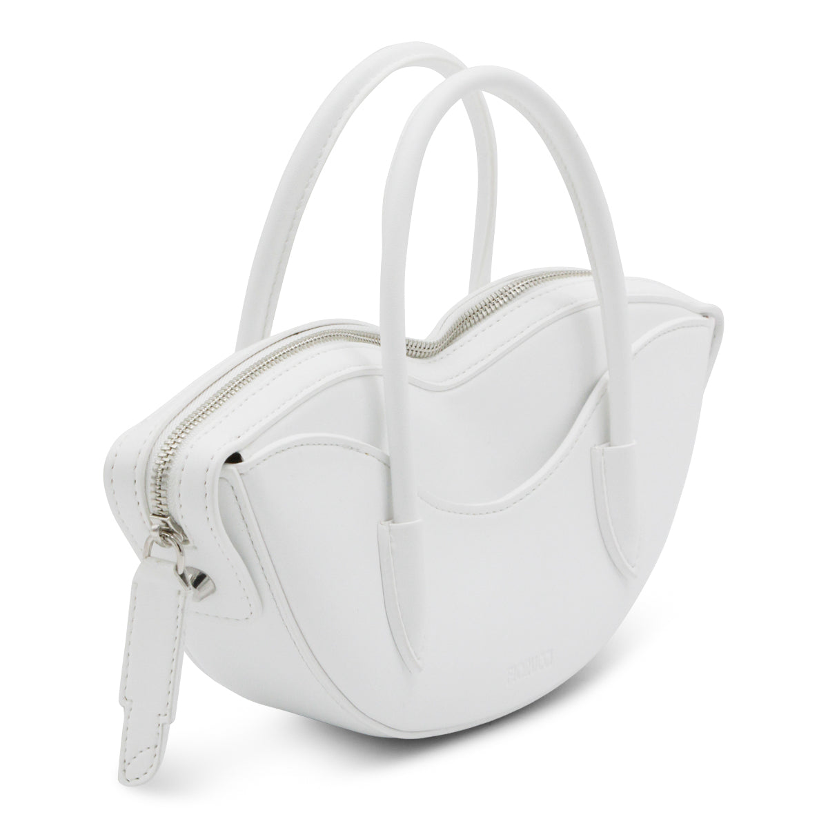 WHITE LEATHER TOP HANDLE BAG