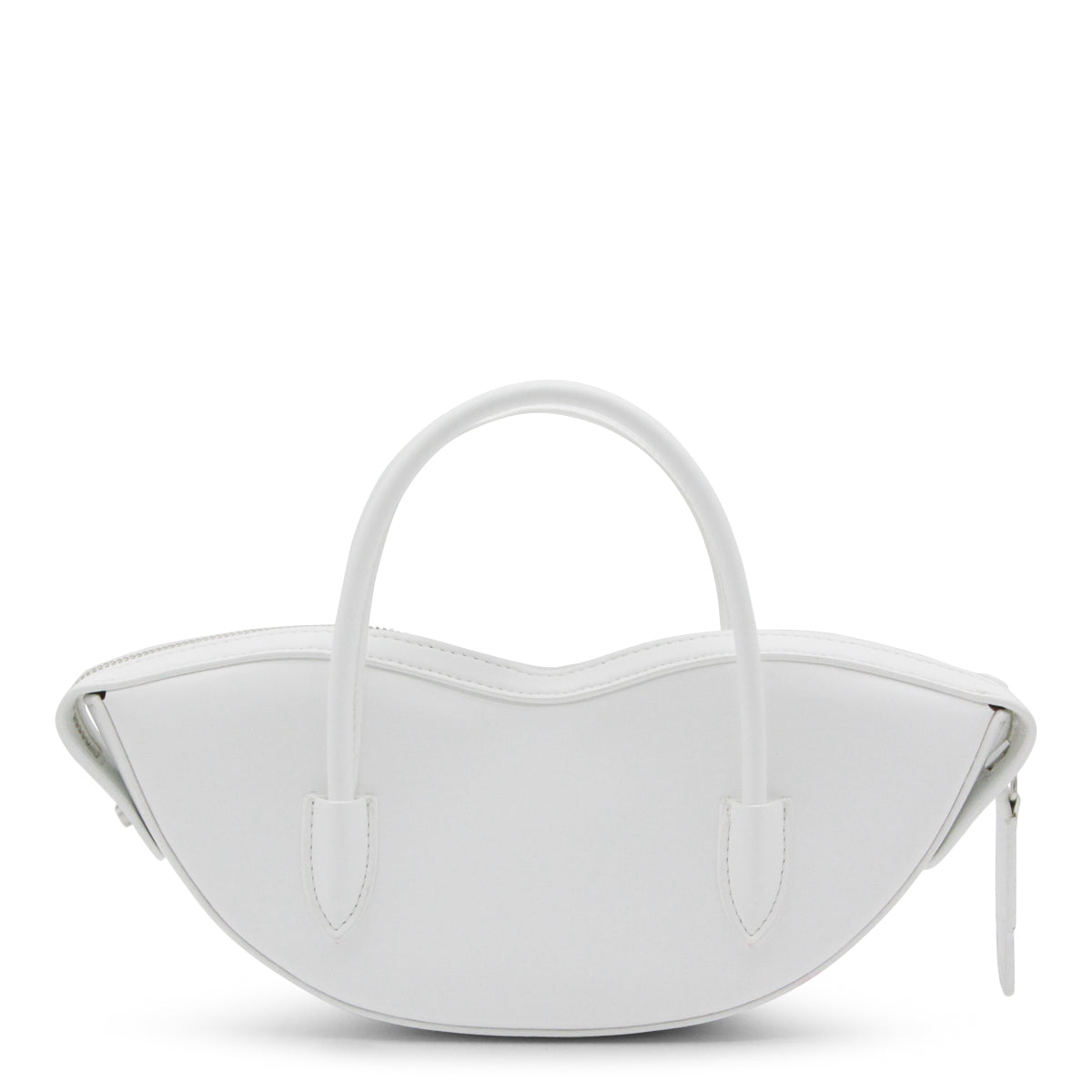 WHITE LEATHER TOP HANDLE BAG