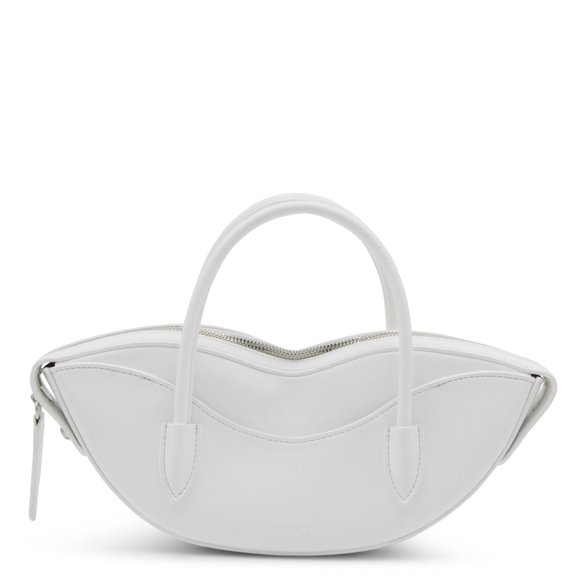 WHITE LEATHER TOP HANDLE BAG