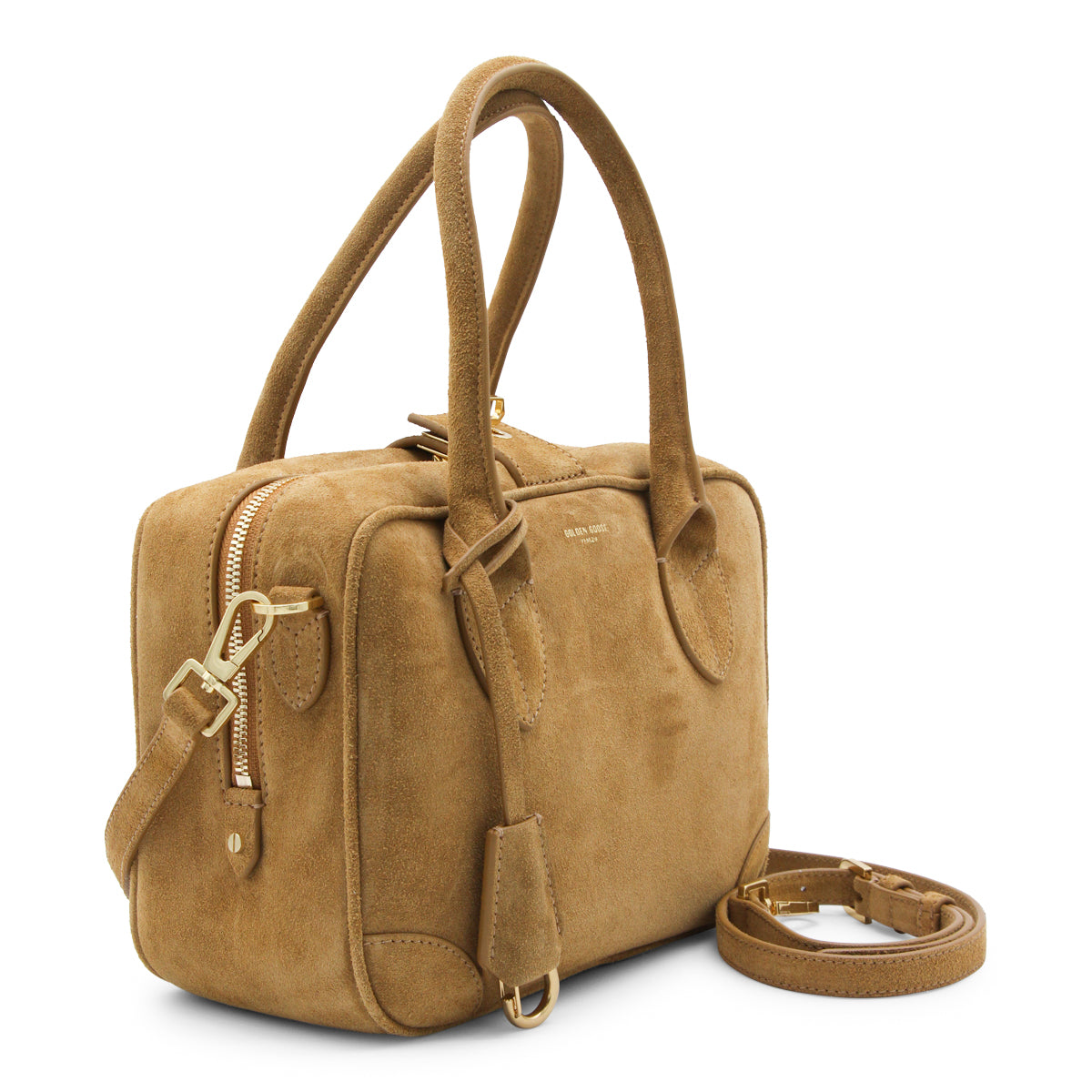 BROWN LEATHER TOP HANDLE BAG