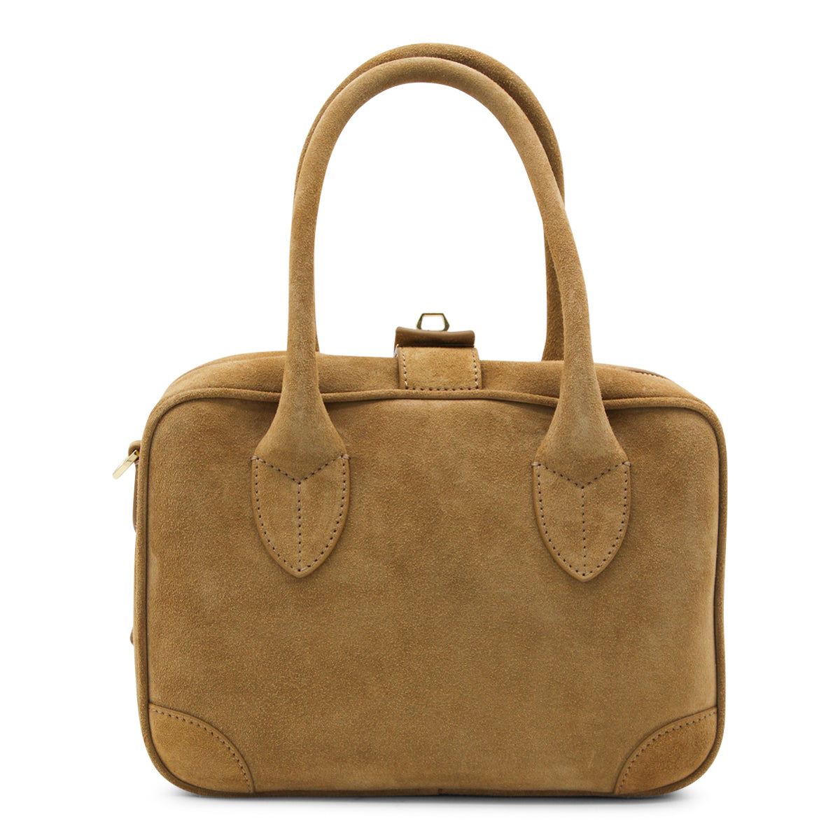 BROWN LEATHER TOP HANDLE BAG