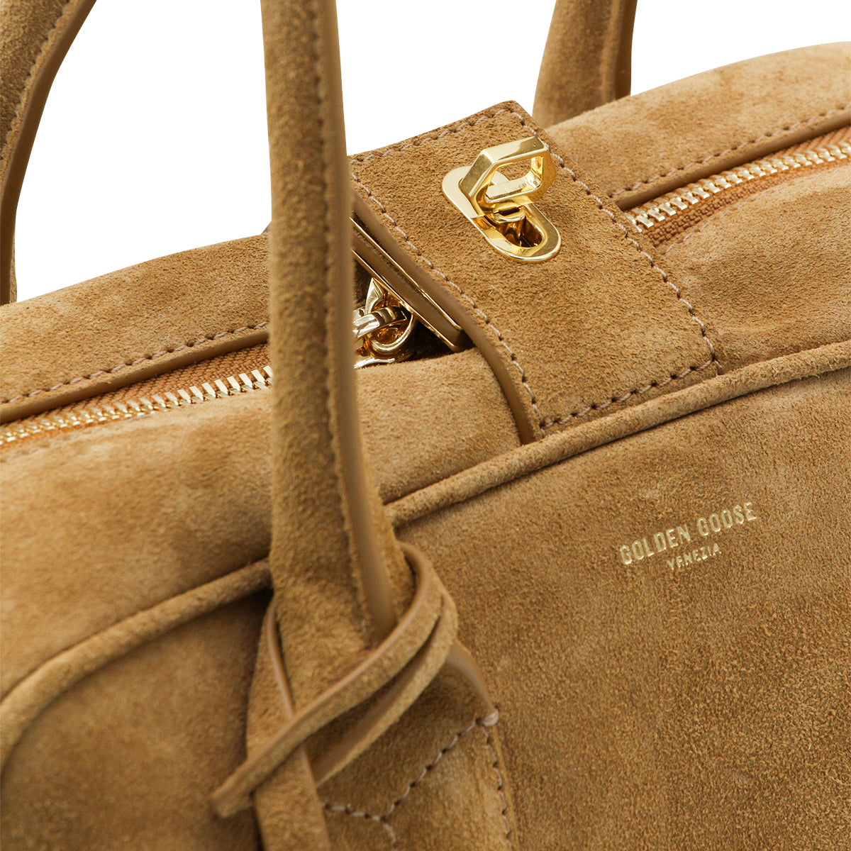 BROWN LEATHER TOP HANDLE BAG