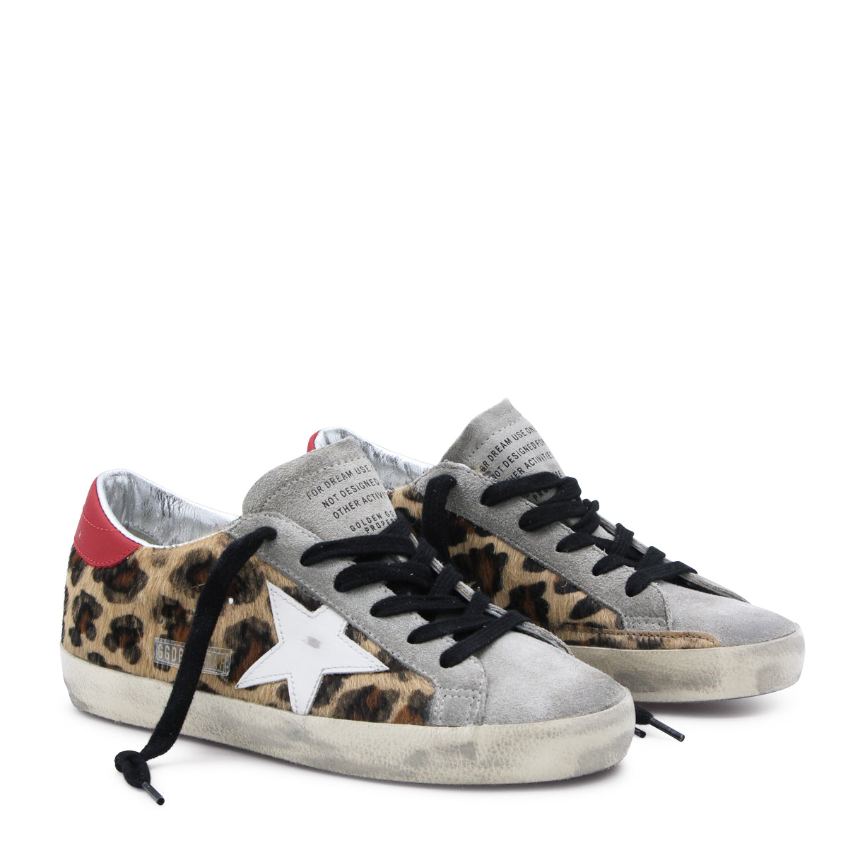 LEOPARD AND WHITE LEATHER SUPER STAR SNEAKERS