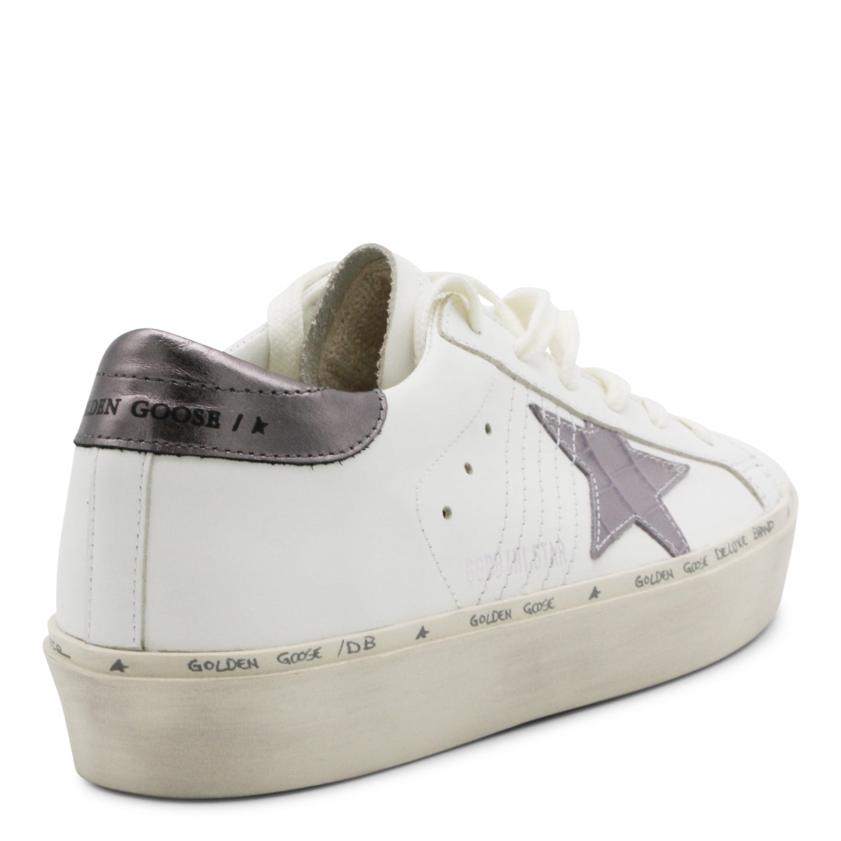 WHITE AND GREY LEATHER SNEAKERS