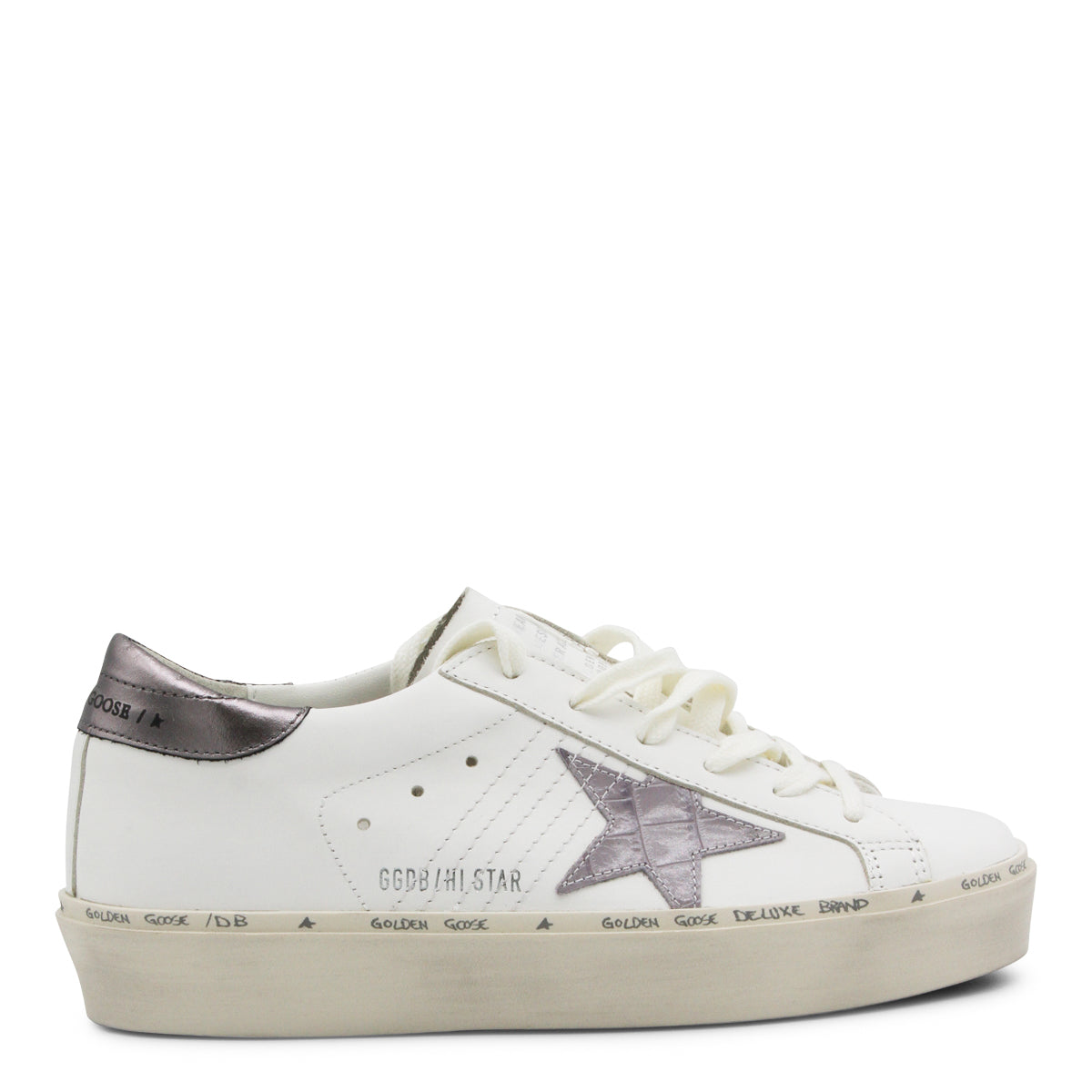 WHITE AND GREY LEATHER SNEAKERS