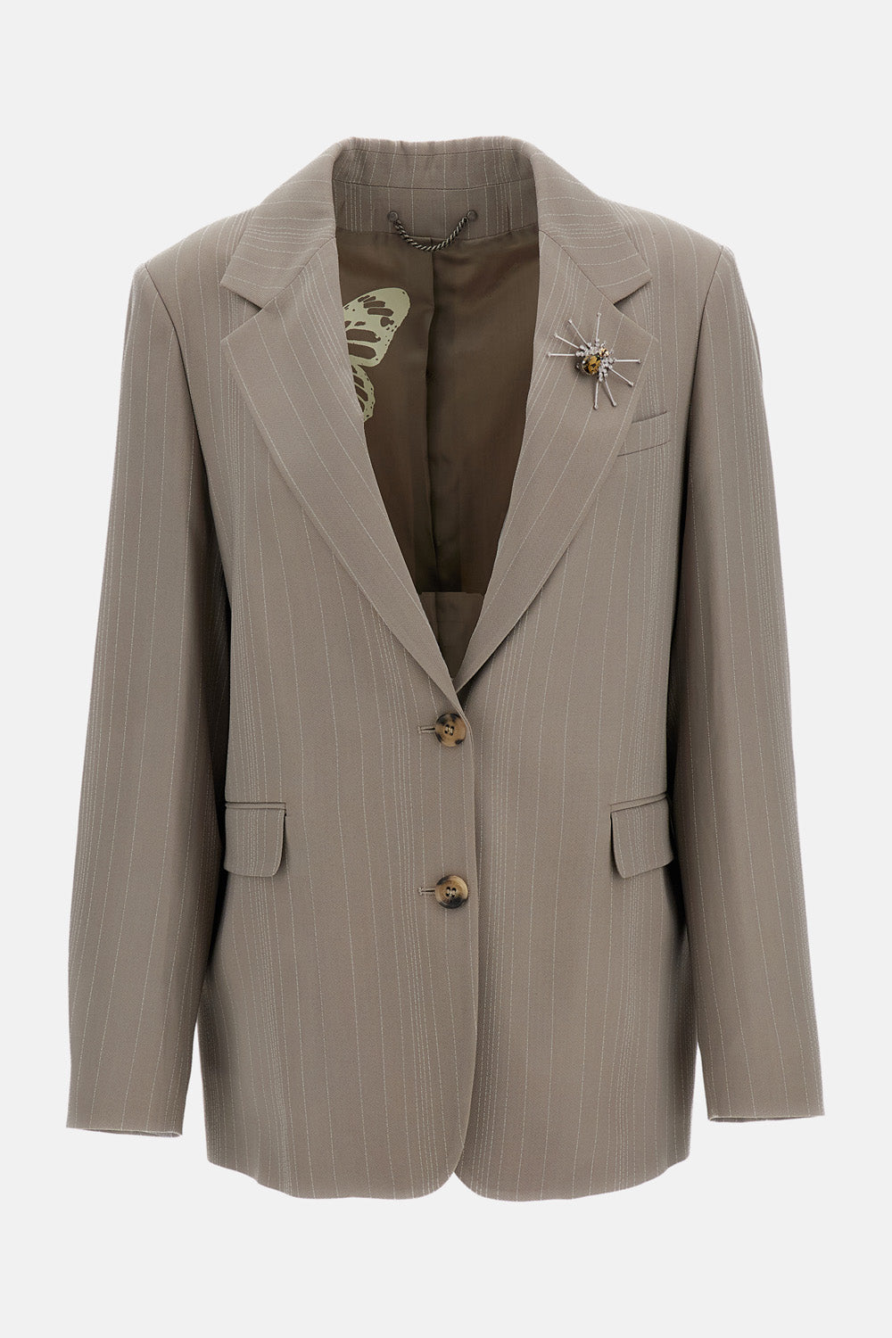 PINSTRIPE BLAZER WITH BROOCH
