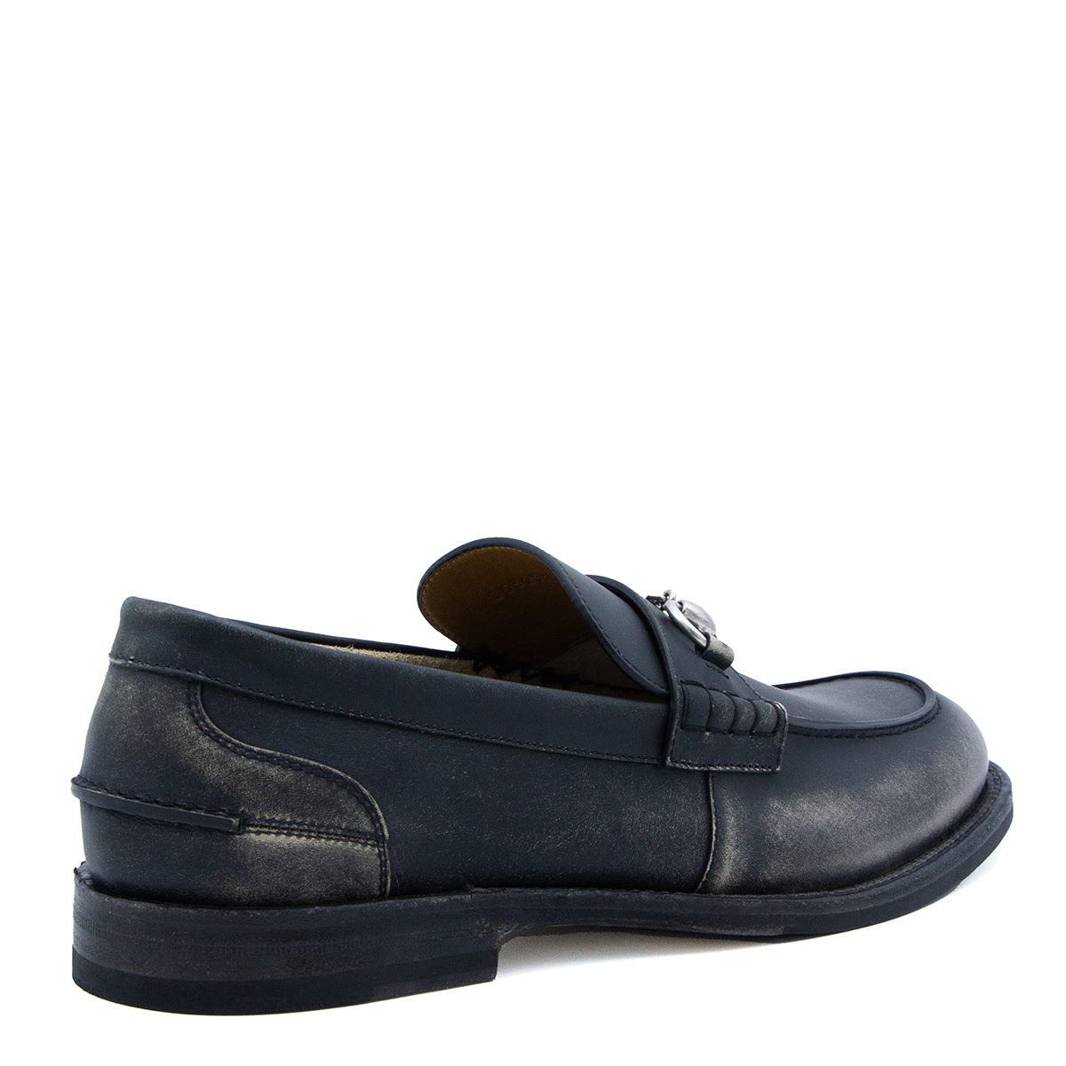 WASHED BLACK LEATHER LOAFERS