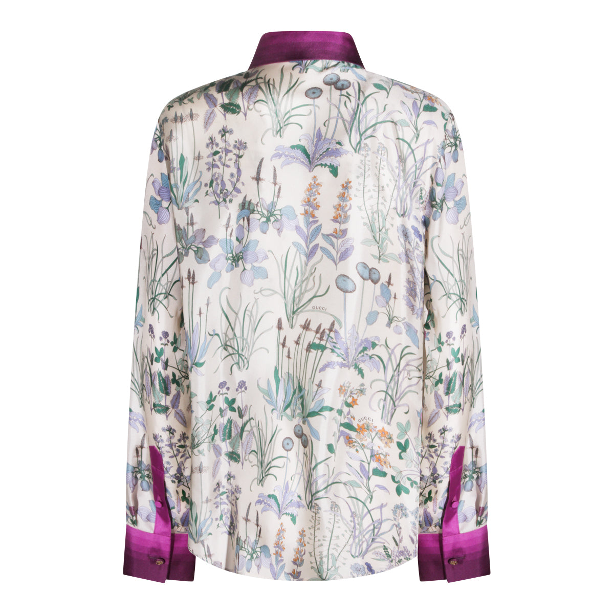 WHITE AND PURPLE SILK SHIRT