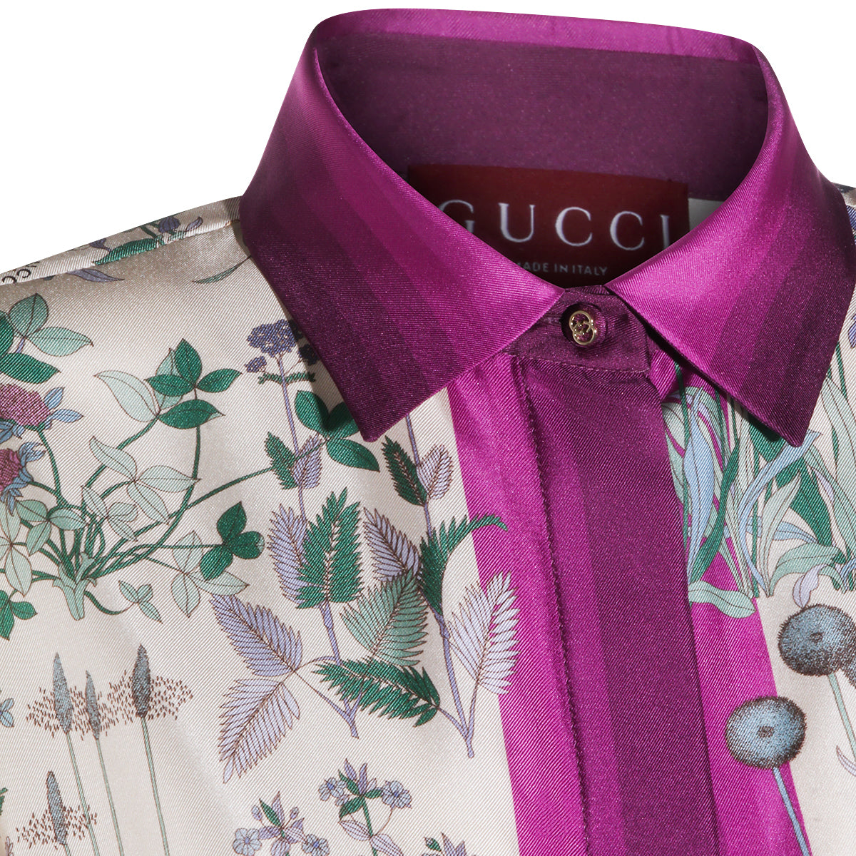 WHITE AND PURPLE SILK SHIRT