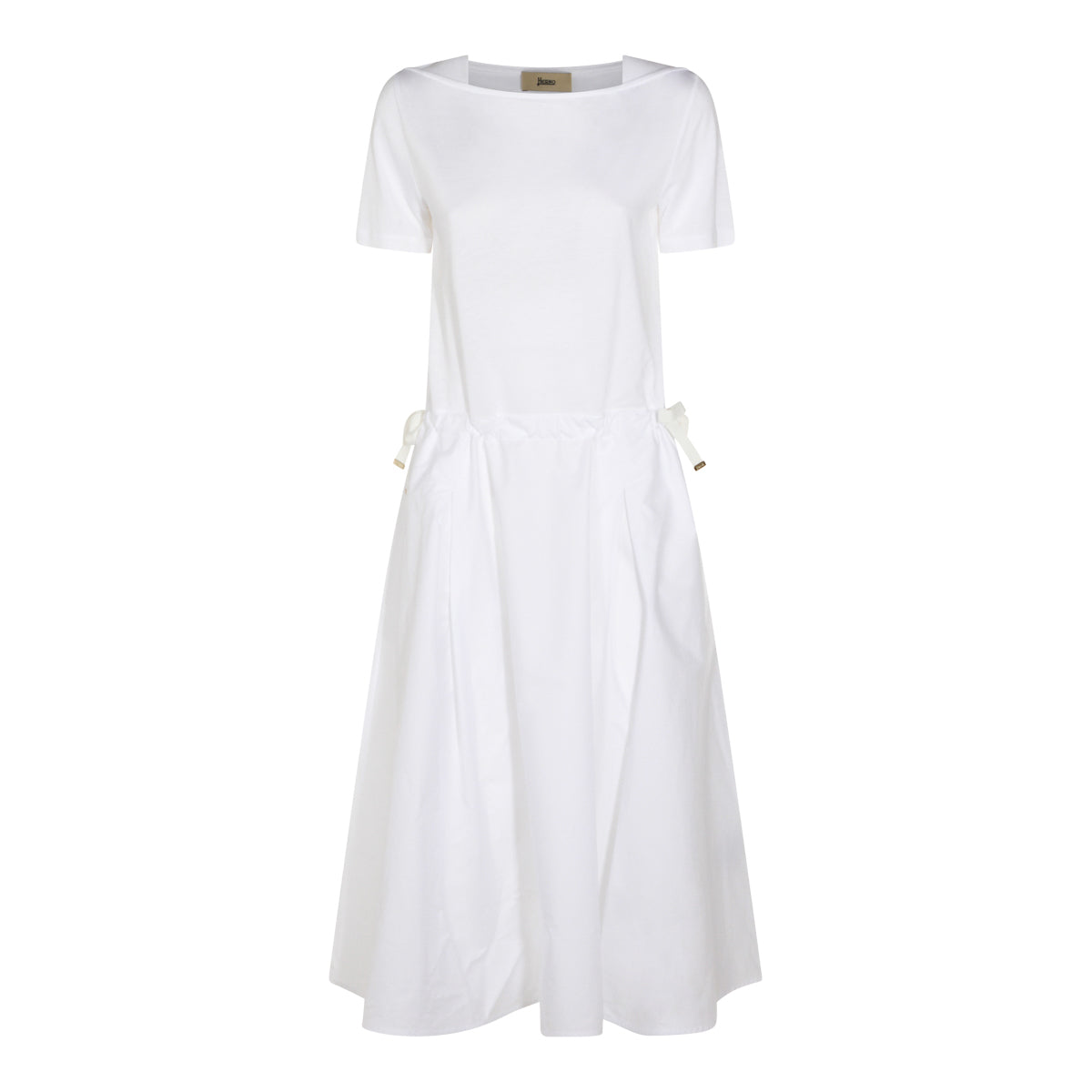 WHITE COTTON MIDI DRESS