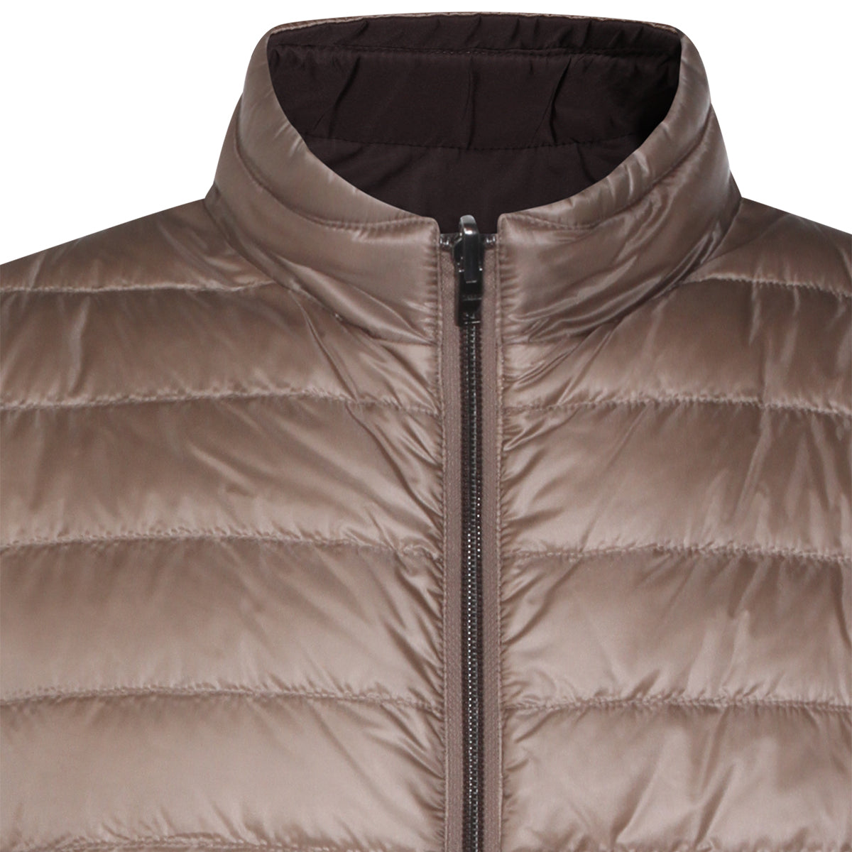 BEIGE AND BROWN REVERSIBLE DOWN JACKET
