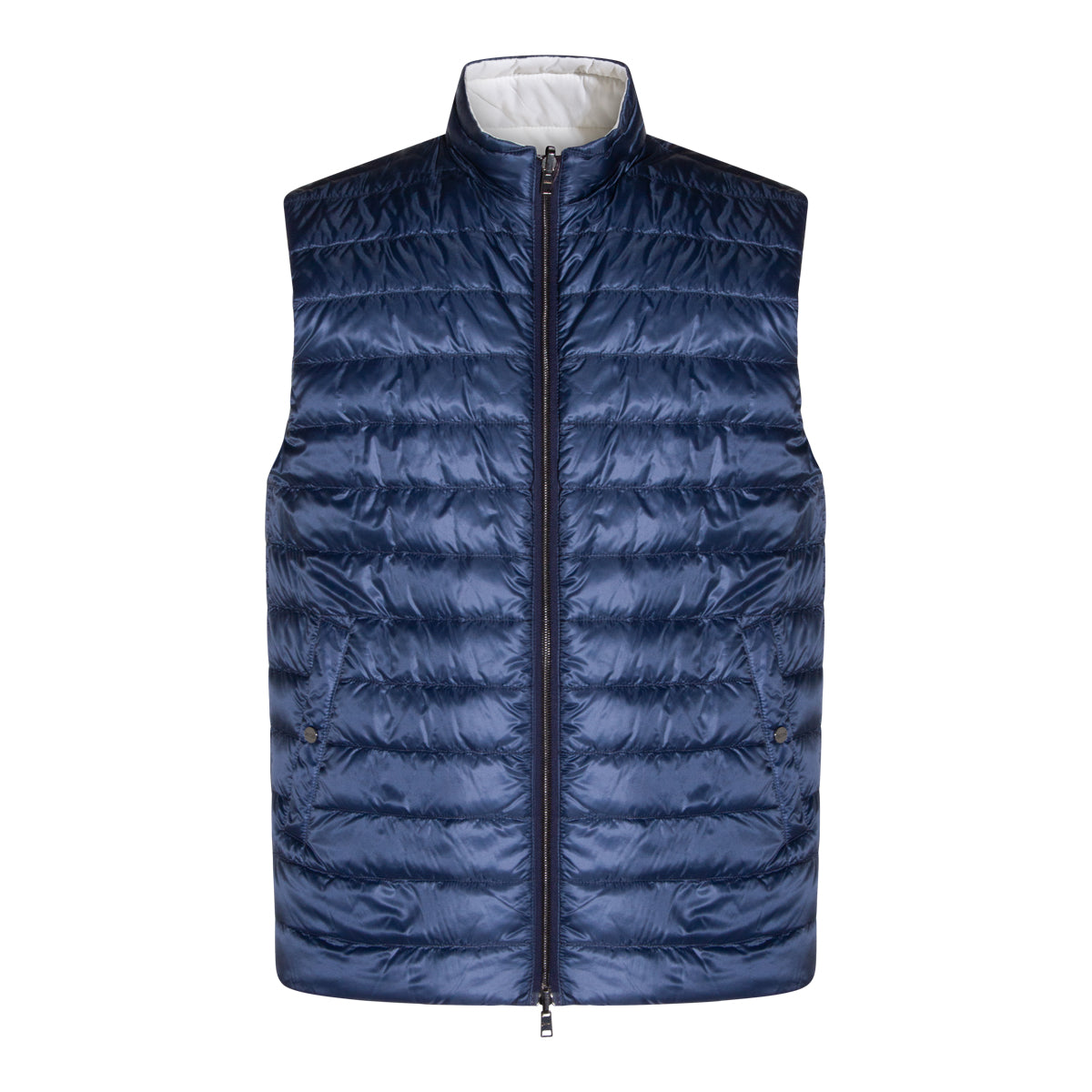 BLUE AND WHITE REVERSIBLE DOWN JACKET
