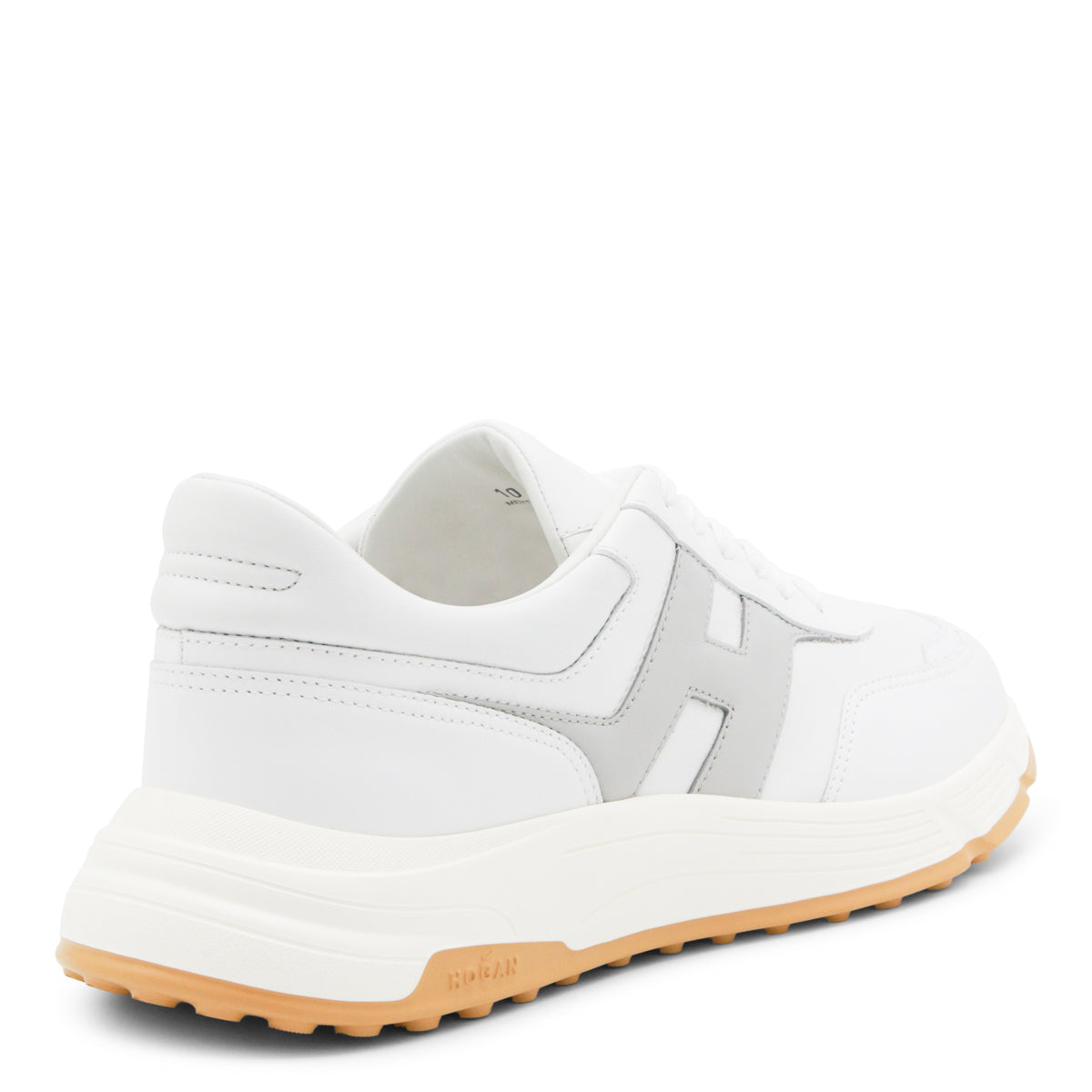 WHITE AND GREY LEATHER SNEAKERS