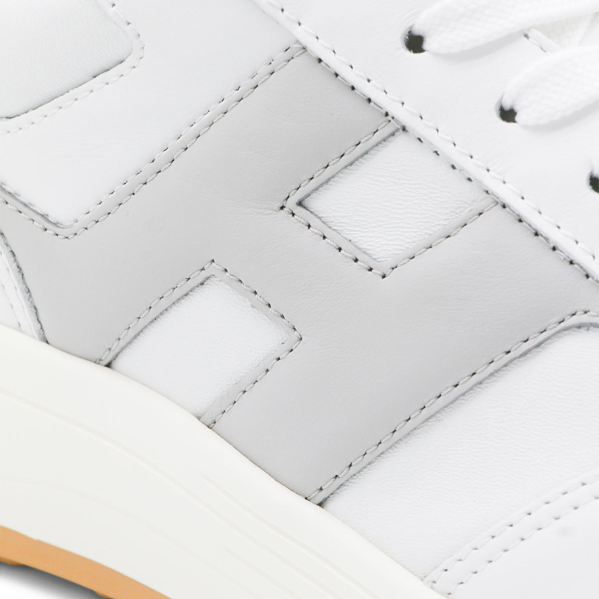 WHITE AND GREY LEATHER SNEAKERS