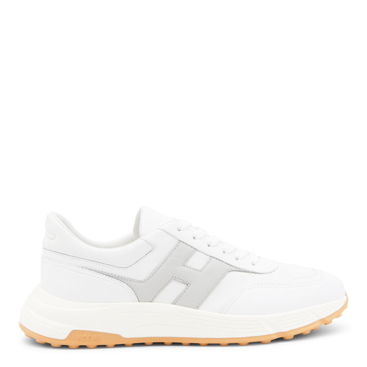 WHITE AND GREY LEATHER SNEAKERS