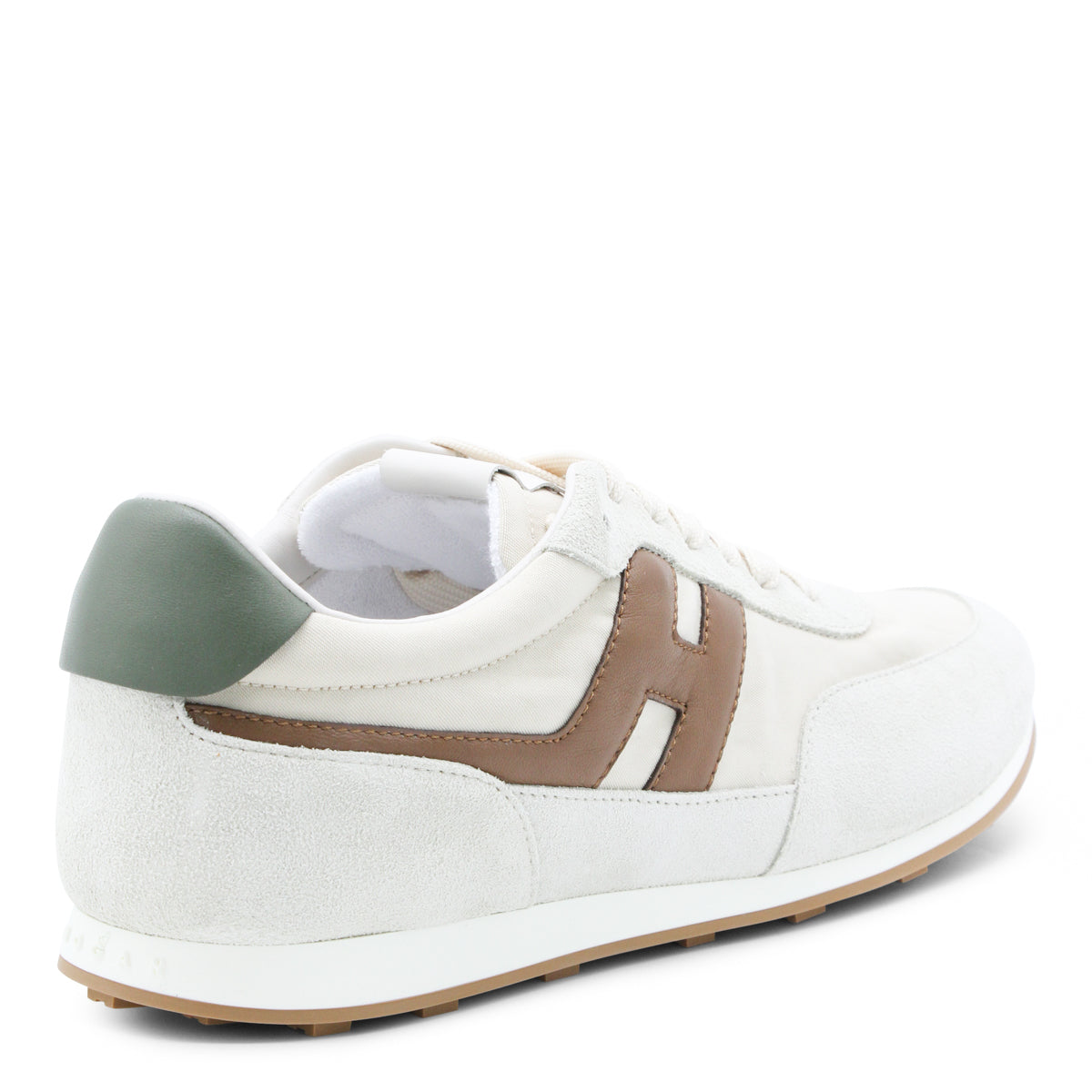 BEIGE AND BROWN LEATHER ATHLETIC SNEAKERS