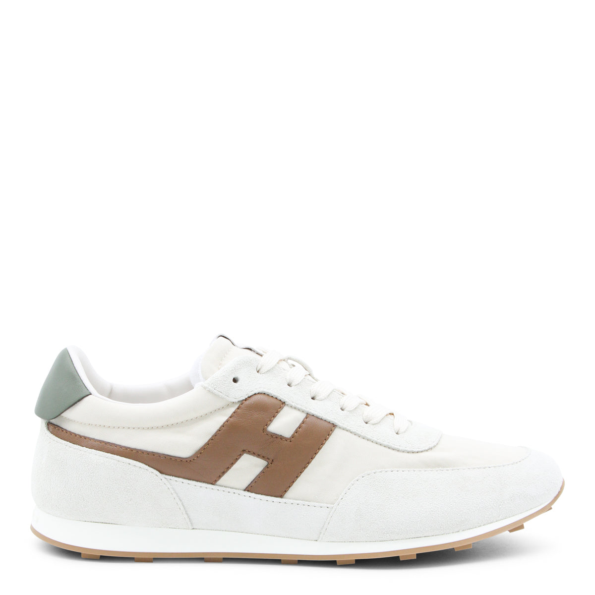 BEIGE AND BROWN LEATHER ATHLETIC SNEAKERS
