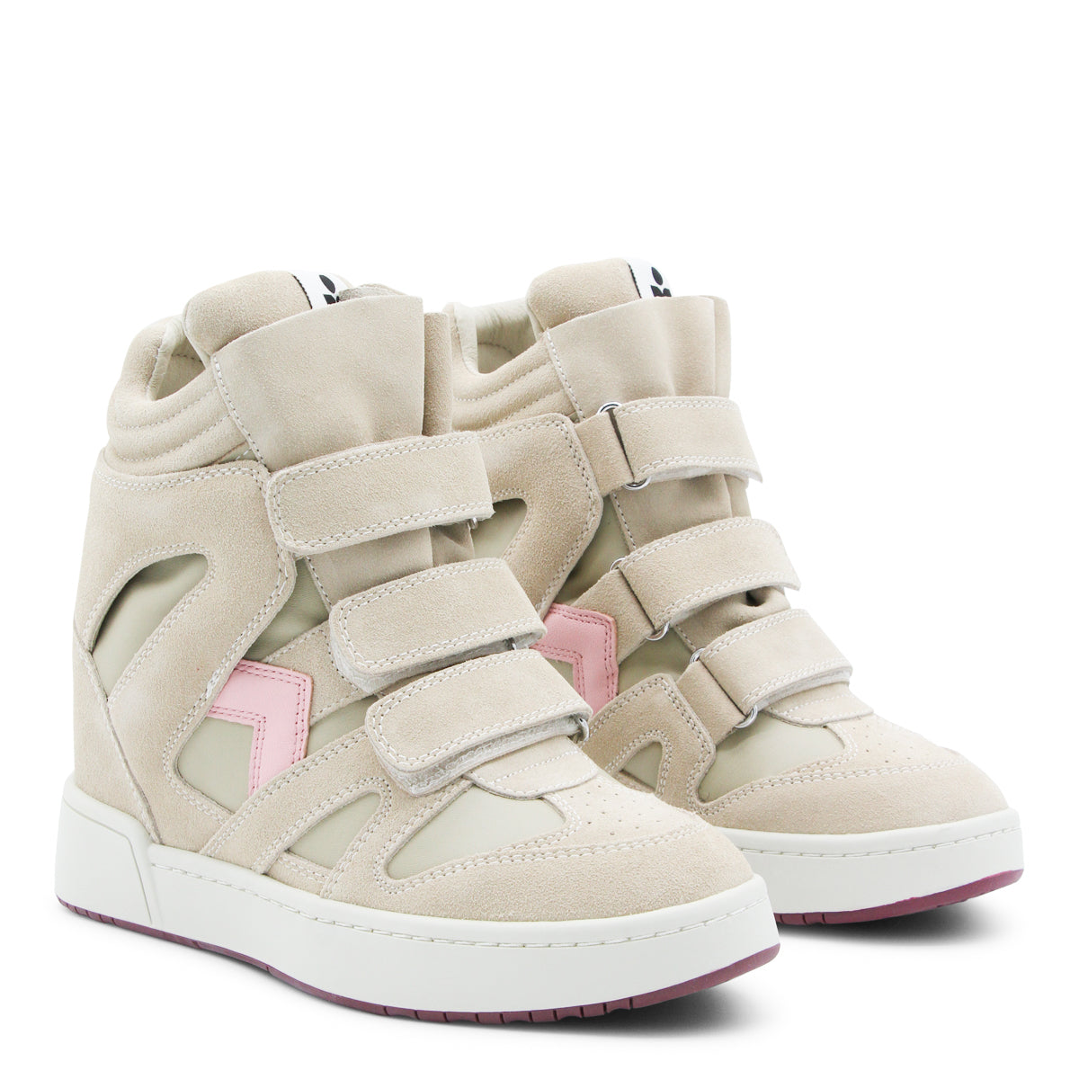 BEIGE AND BUBBLEGUM LEATHER BEKETT SNEAKERS