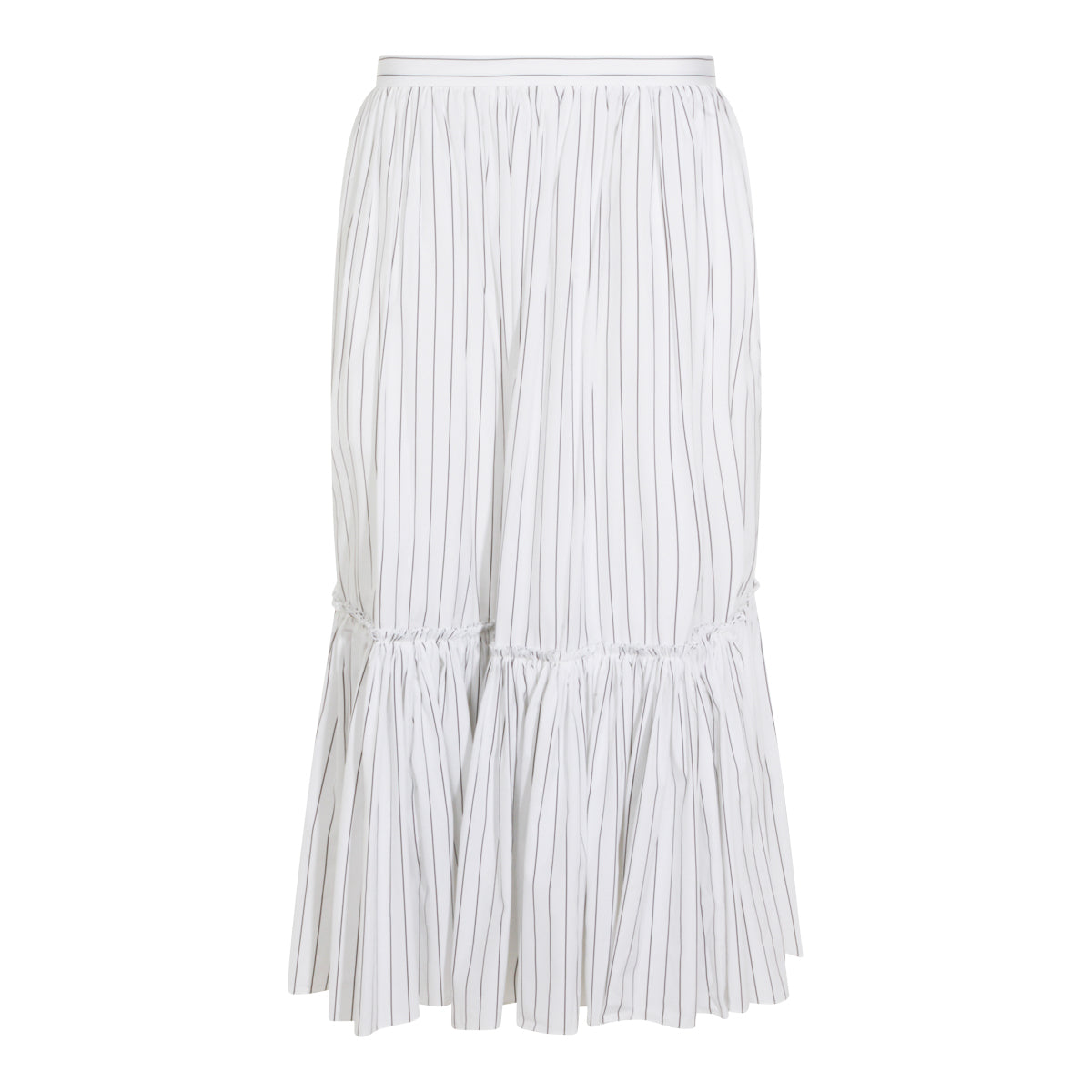 WHITE COTTON MIDI SKIRT