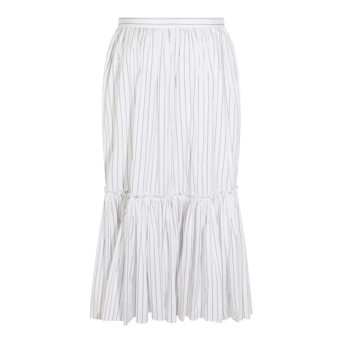 WHITE COTTON MIDI SKIRT