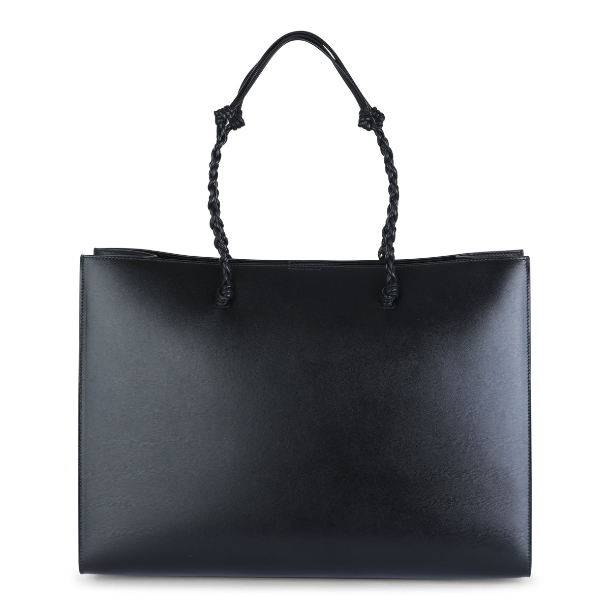 BLACK LEATHER TANGLE KNOTTED CROSSBODY BAG