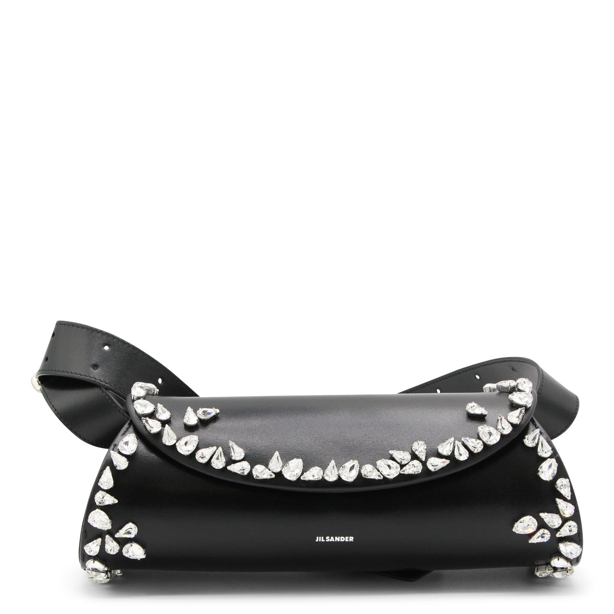 BLACK LEATHER CANNOLO SMALL CROSSBODY BAG