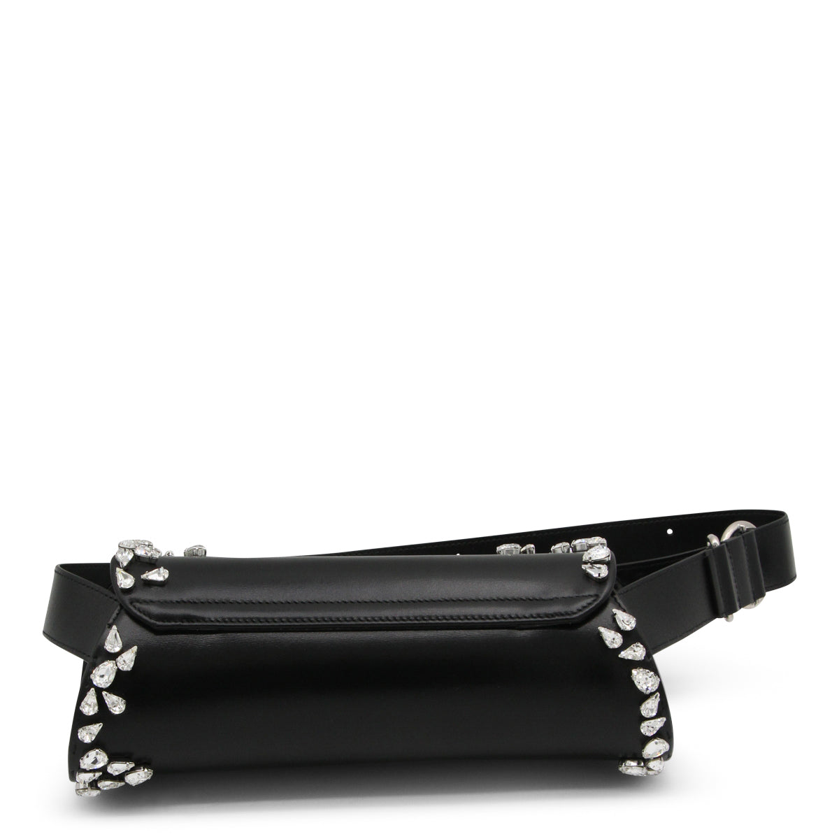 BLACK LEATHER CANNOLO SMALL CROSSBODY BAG