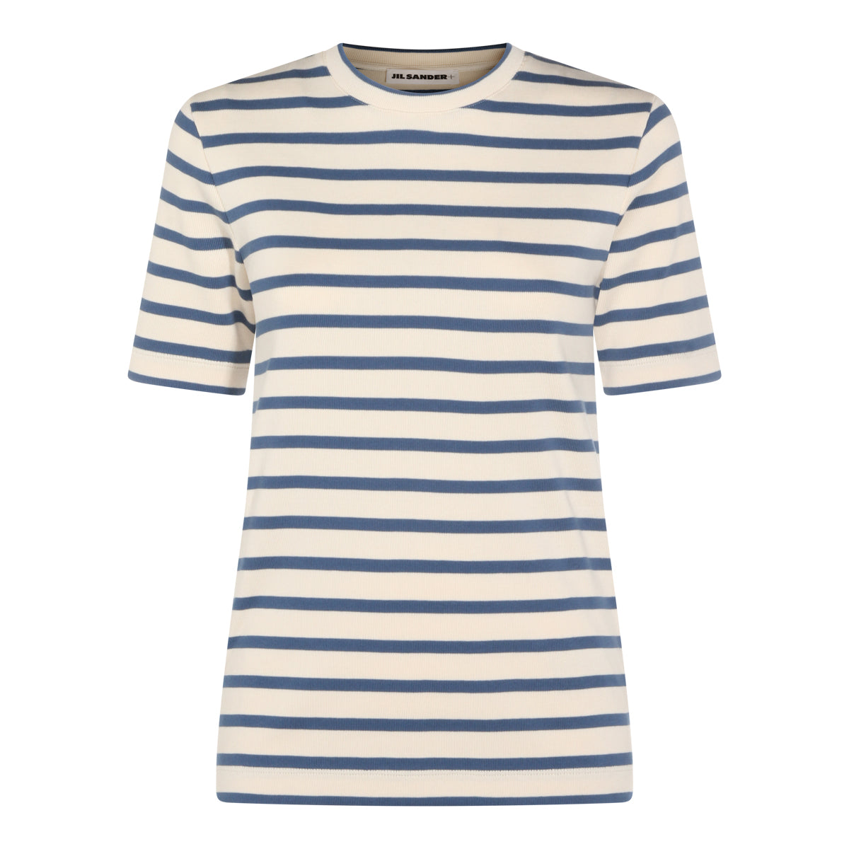 WHITE AND BLUE COTTON T-SHIRT