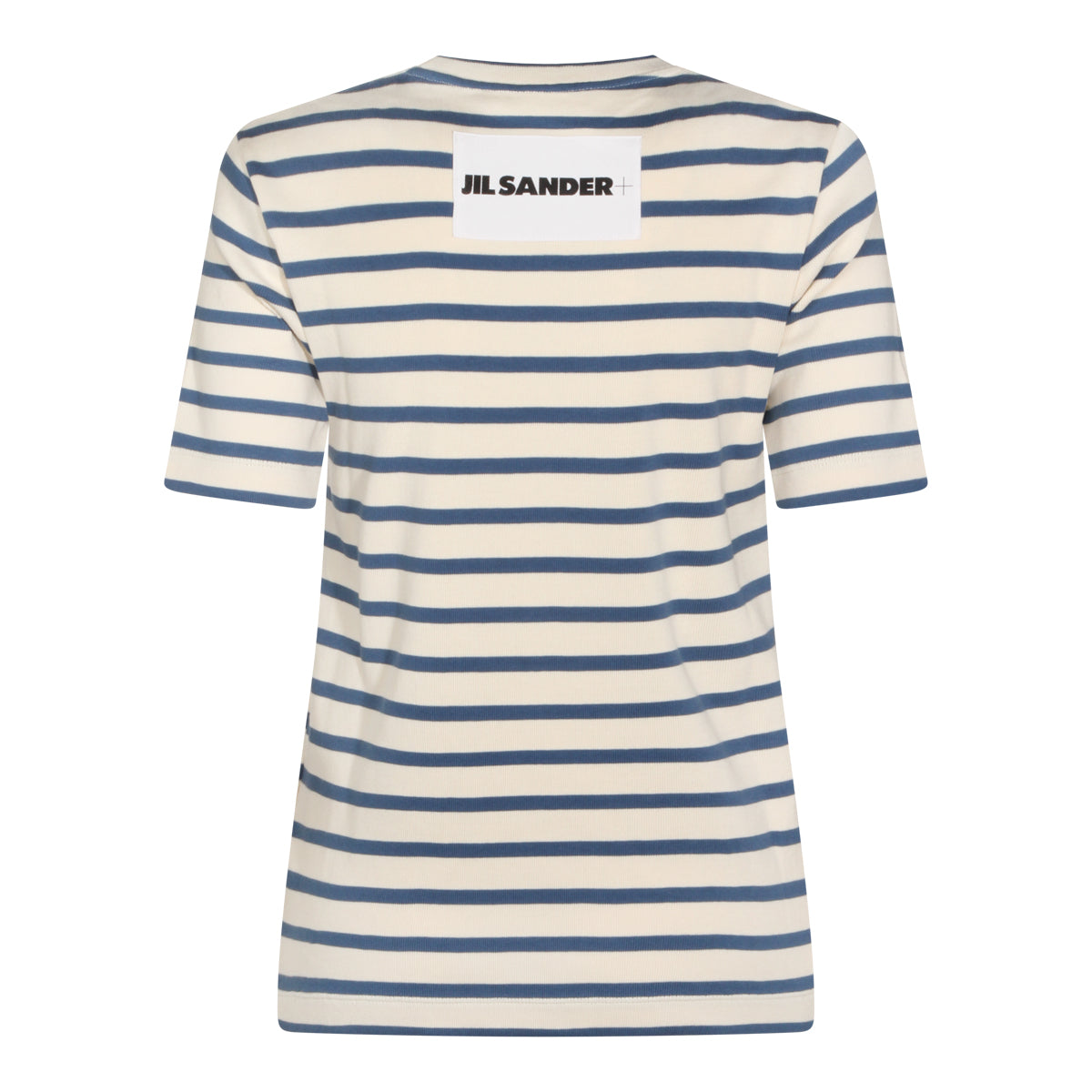 WHITE AND BLUE COTTON T-SHIRT