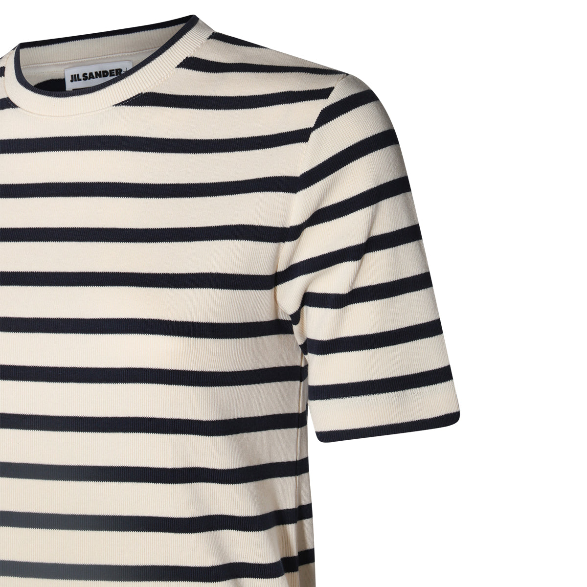 DARK BLUE AND WHITE COTTON T-SHIRT