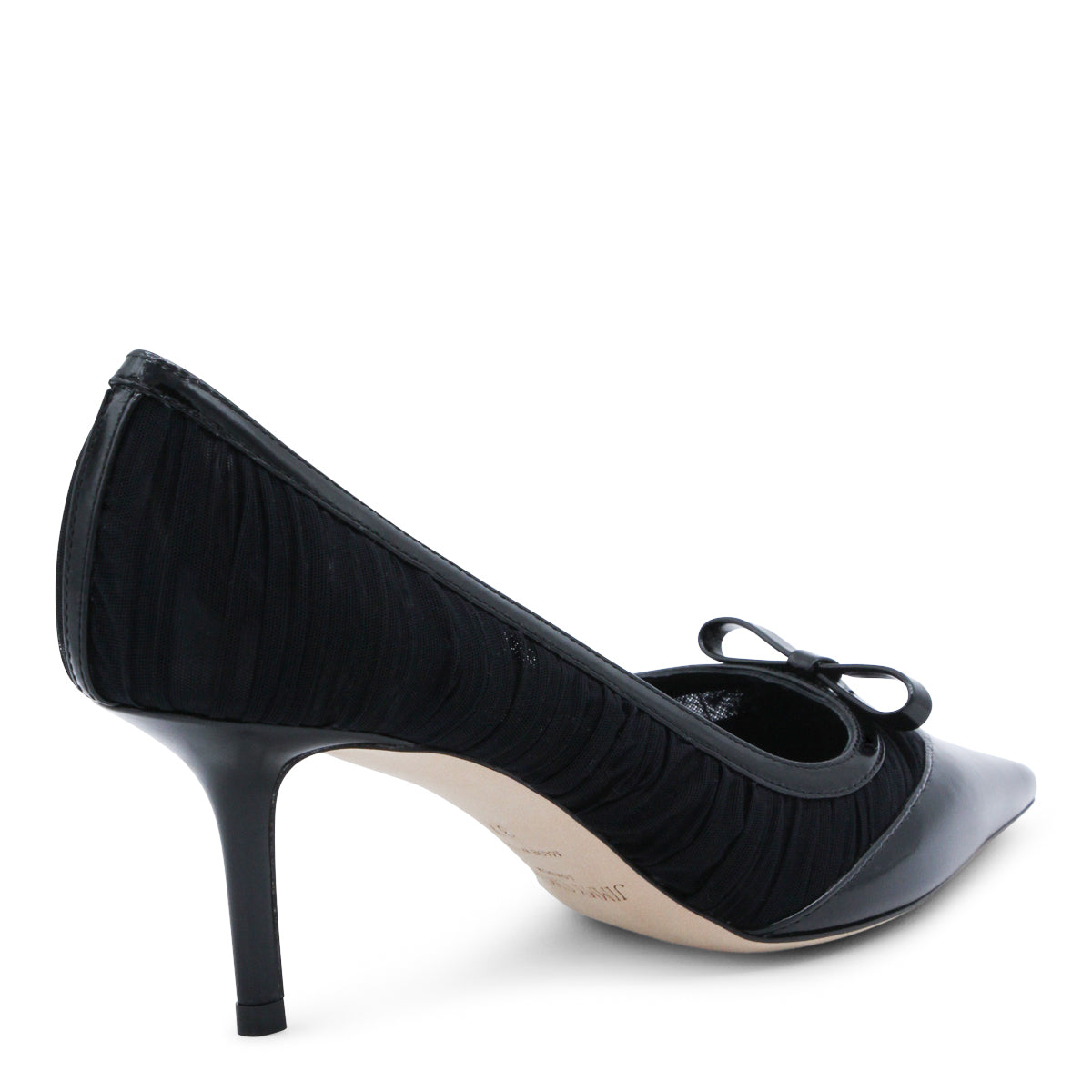 BLACK LEATHER LOVE MESH PUMPS