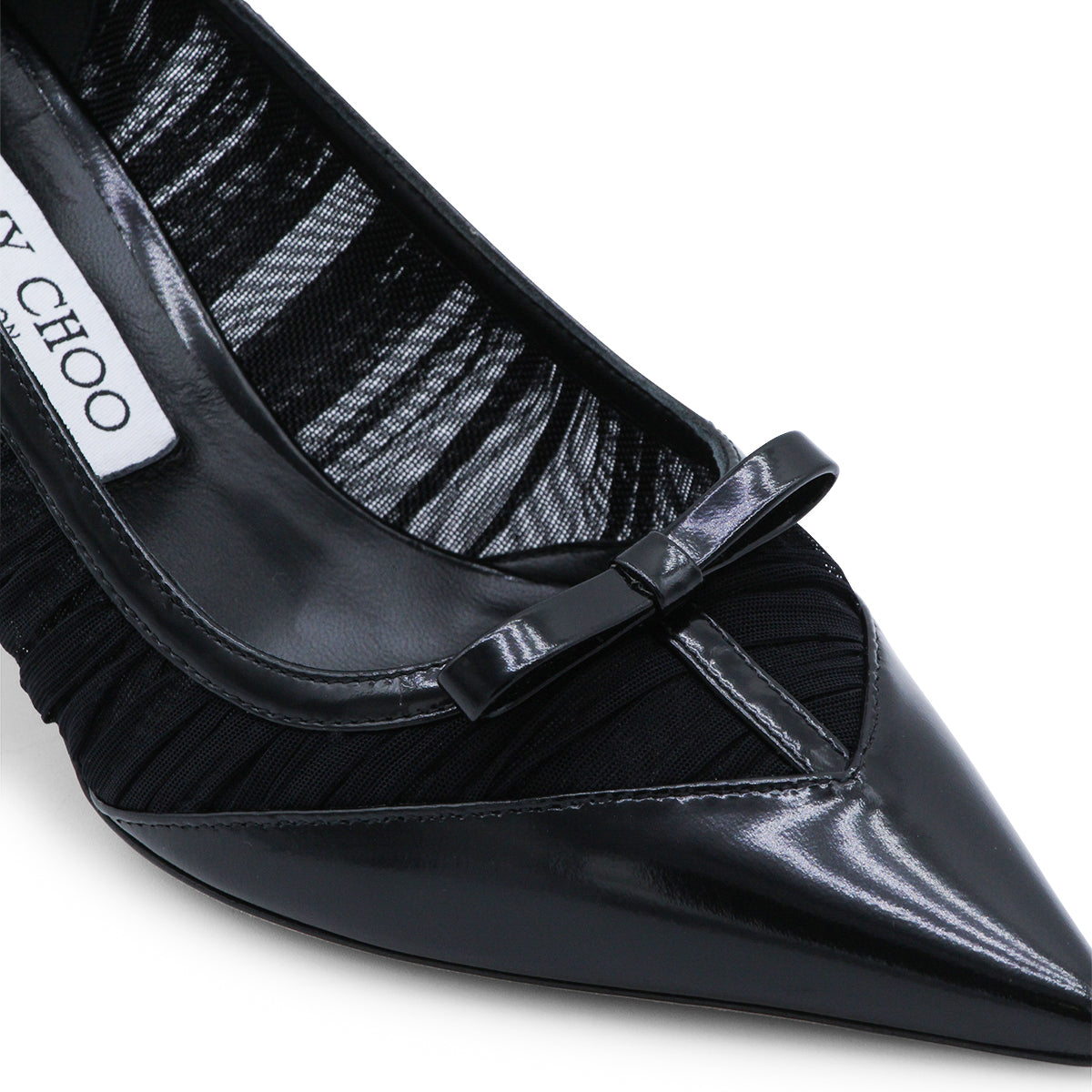 BLACK LEATHER LOVE MESH PUMPS