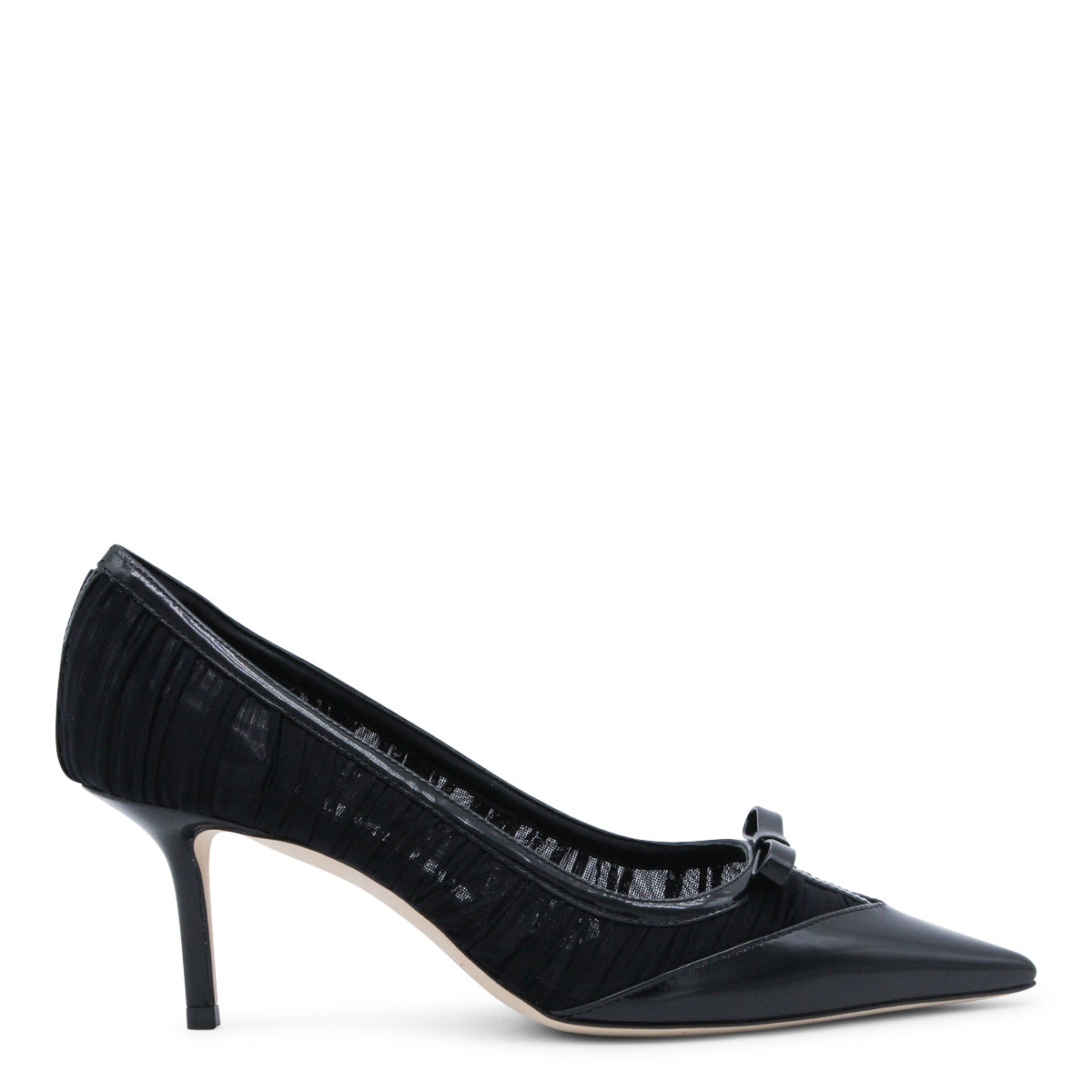 BLACK LEATHER LOVE MESH PUMPS