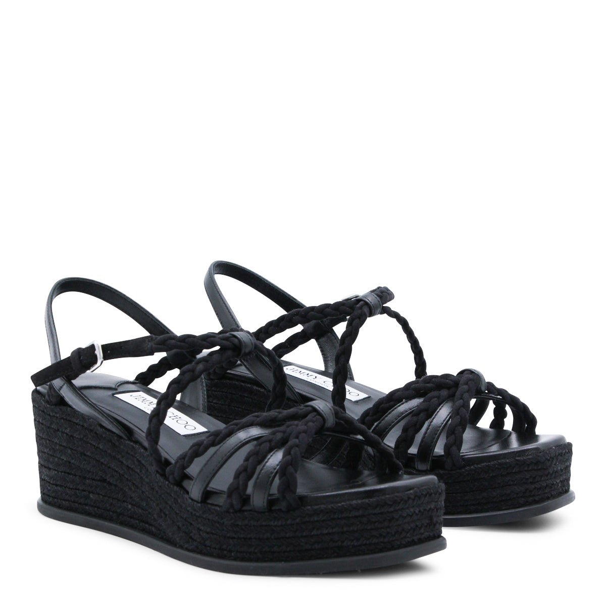 BLACK LEATHER ESPADRILLAS