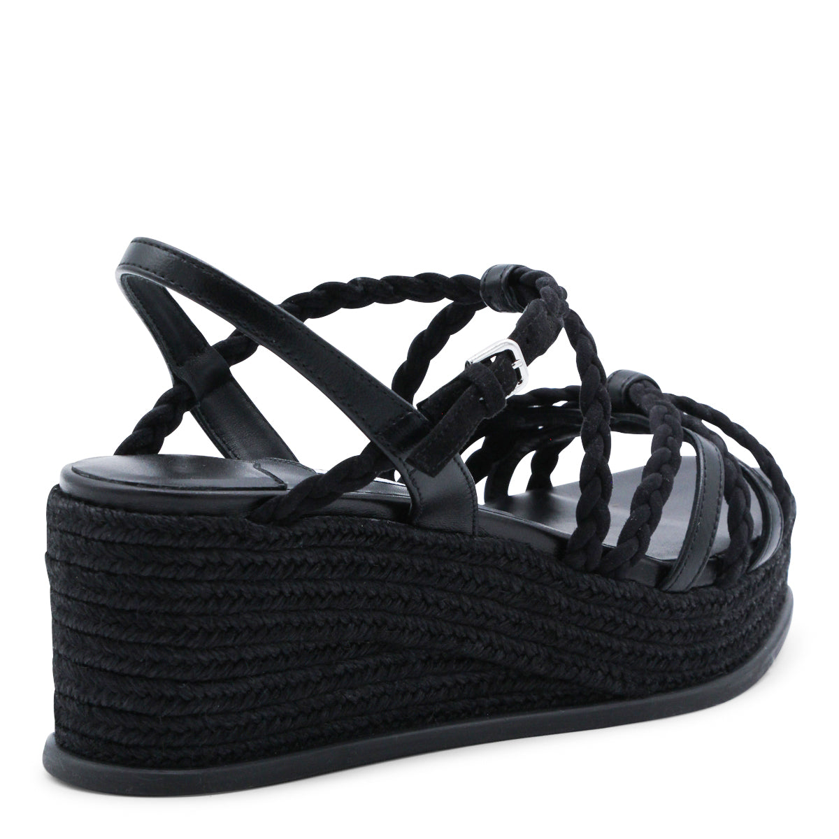 BLACK LEATHER ESPADRILLAS