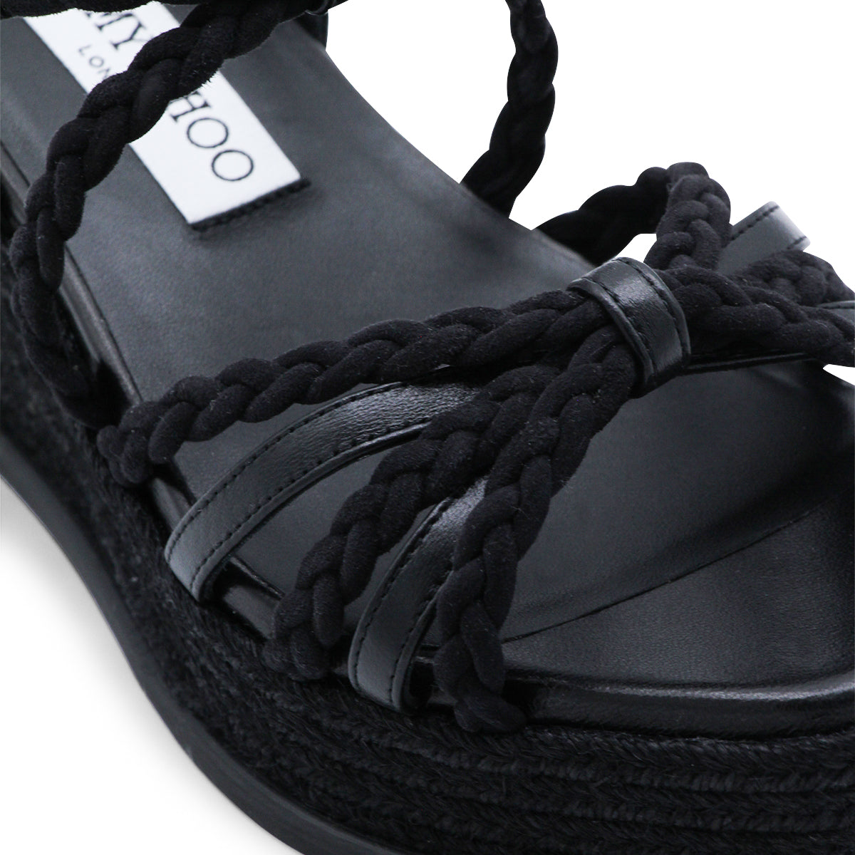 BLACK LEATHER ESPADRILLAS
