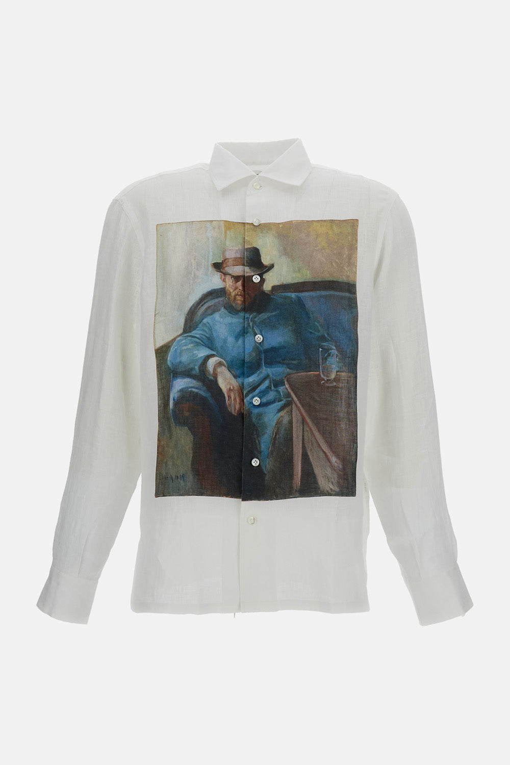 LINEN SHIRT WITH PRINTED FRONT