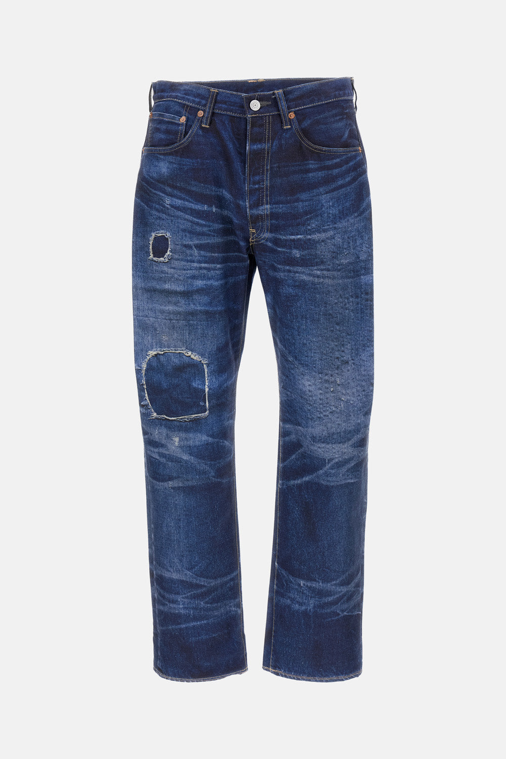 PRINTED DENIM PANTS