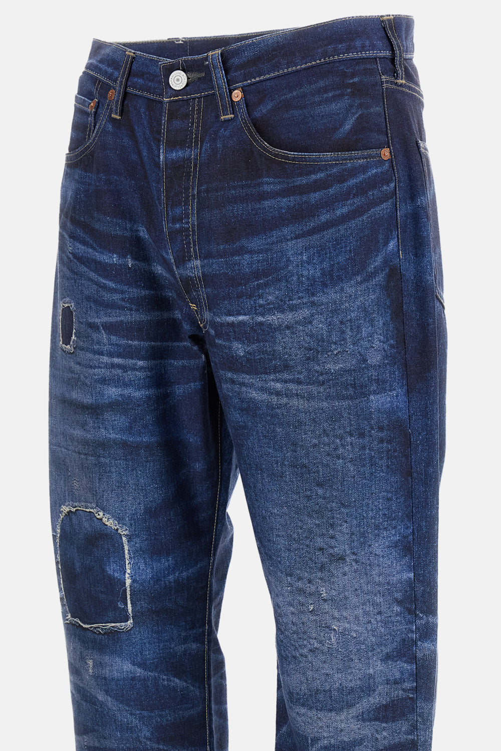PRINTED DENIM PANTS