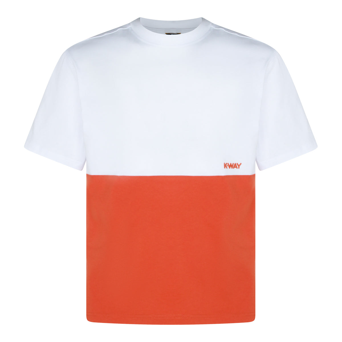 WHITE AND ORANGE COTTON T-SHIRT