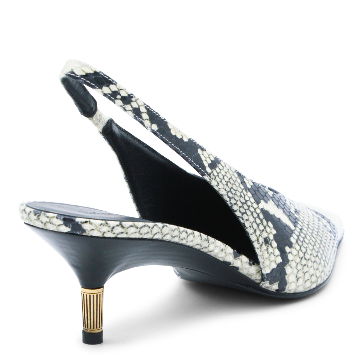 BLACK AND WHITE LEATHER PUMP