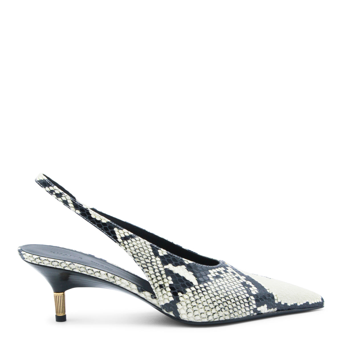 BLACK AND WHITE LEATHER PUMP