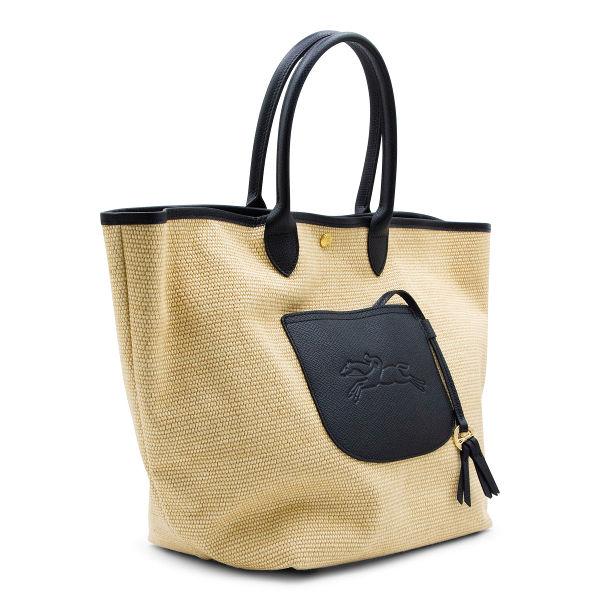 BEIGE  AND BLACK PANIER LARGE TOTE