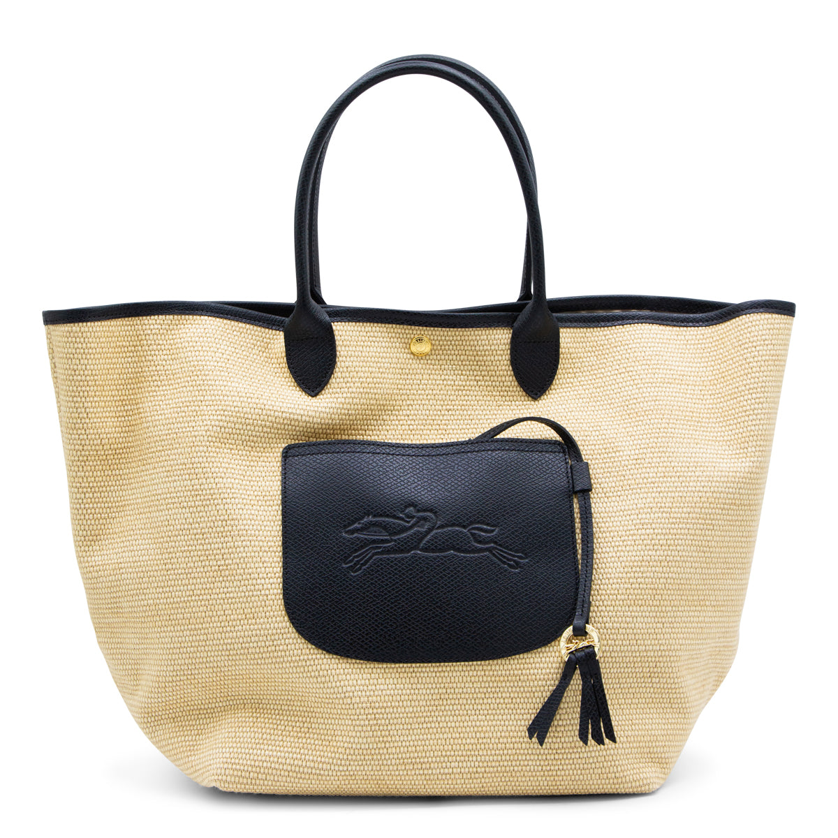 BEIGE  AND BLACK PANIER LARGE TOTE