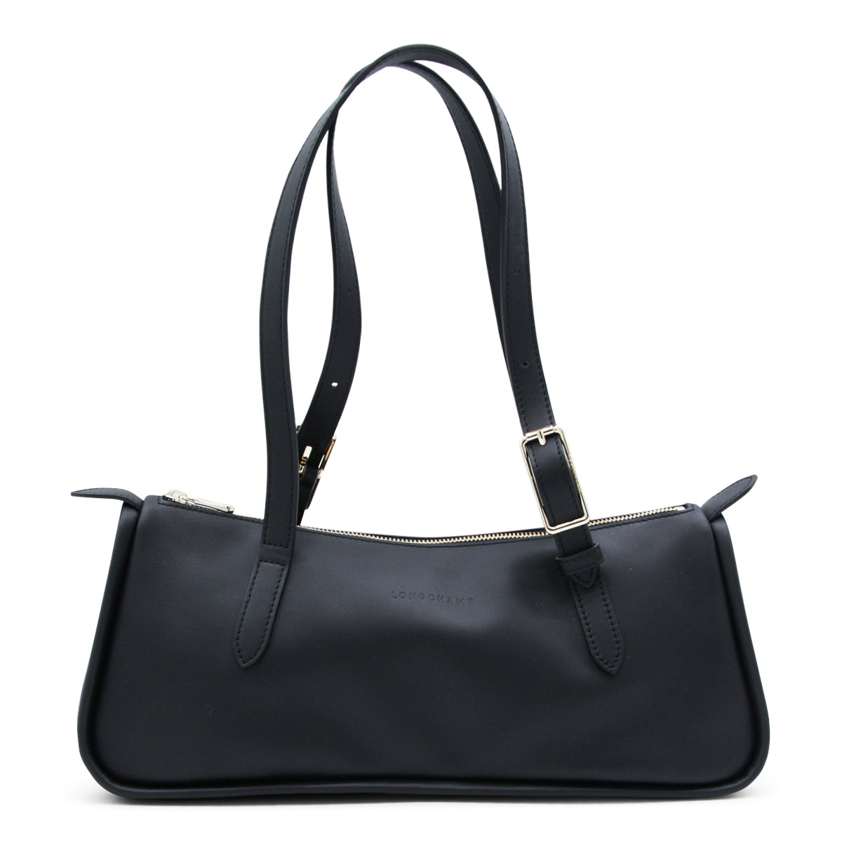 BLACK LEATHER LOOONG SAC SHOULDER BAG