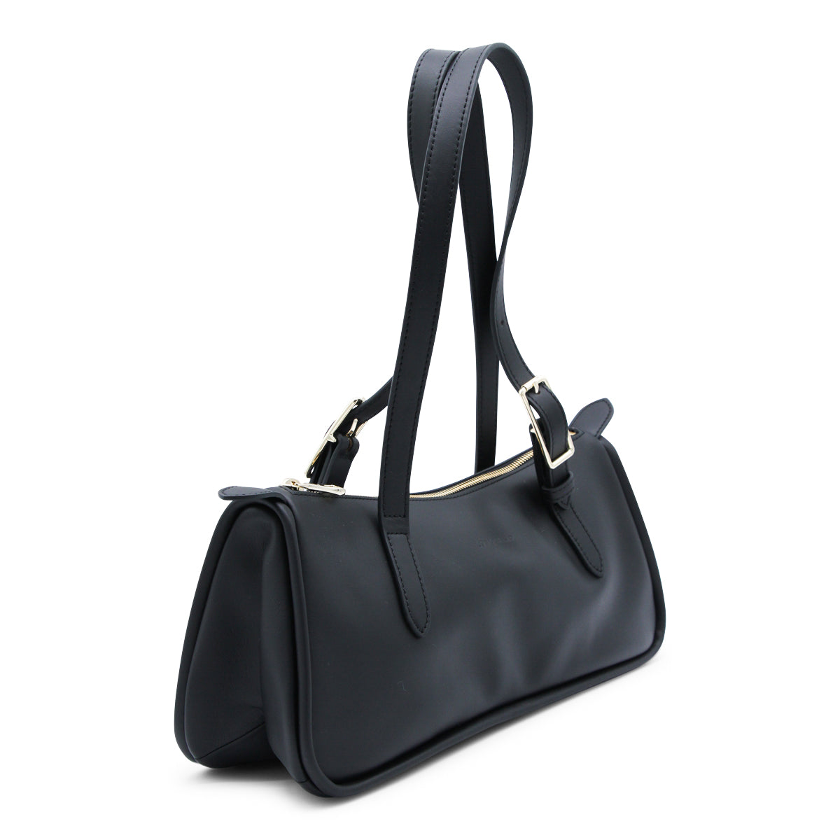 BLACK LEATHER LOOONG SAC SHOULDER BAG